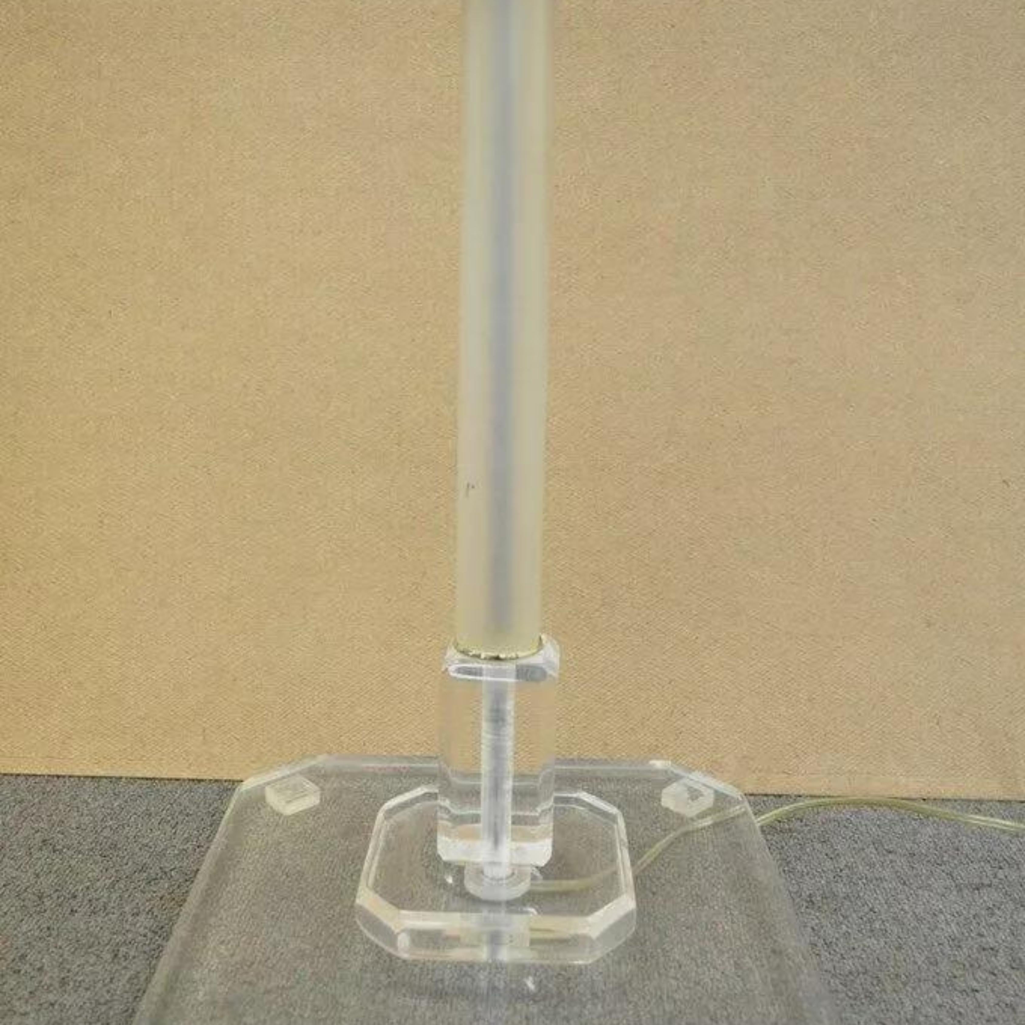 20th Century Vintage Mid Century Modern Clear Lucite Occasional Accent Floor Lamp Side Table For Sale