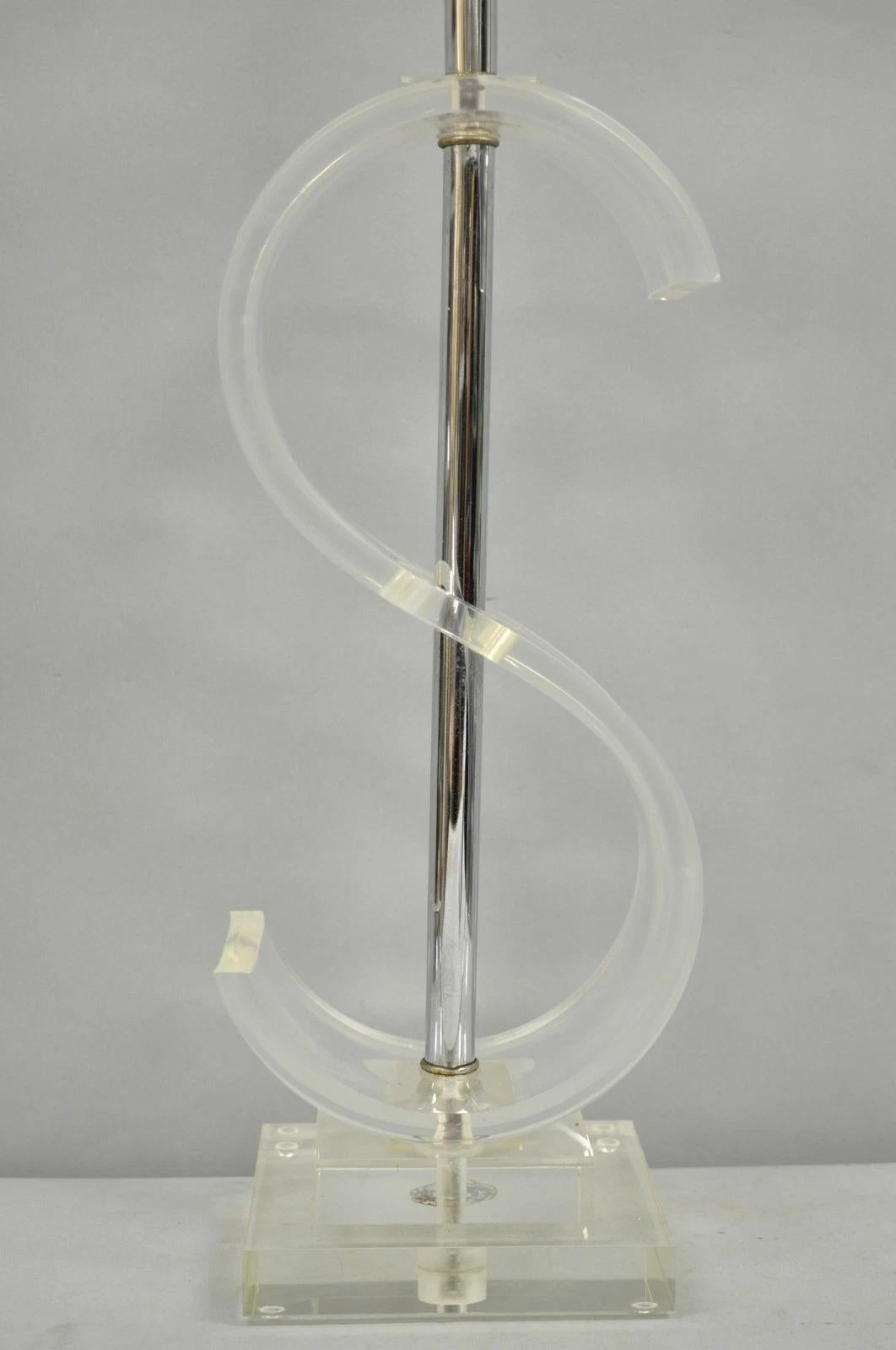 Sconosciuto Lampada da tavolo scultorea in lucite trasparente 
