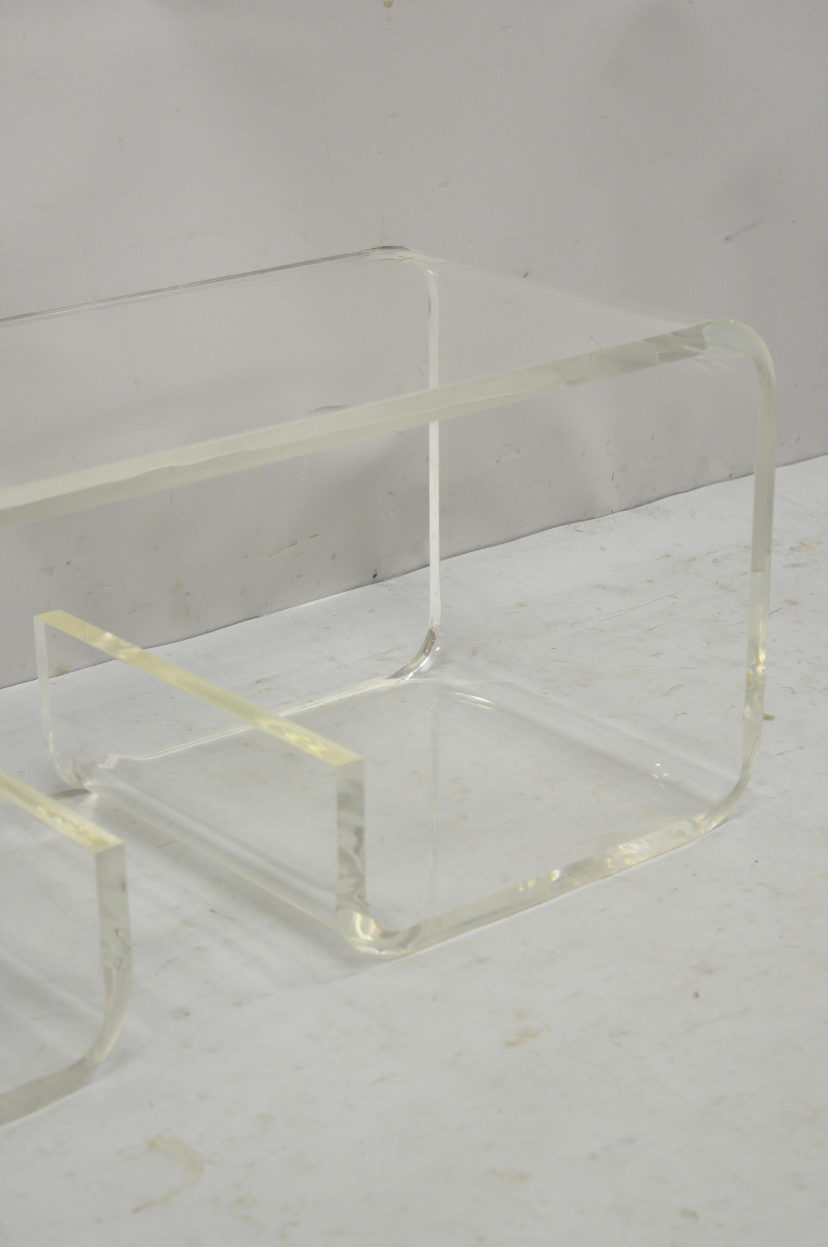 Vintage Mid-Century Modern Clear Lucite Scroll Coffee Table Charles Hollis Jones In Good Condition For Sale In Philadelphia, PA