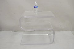 Vintage Mid Century Modern Clear Lucite Sculptural "S" Form" 3 Tier Side Table