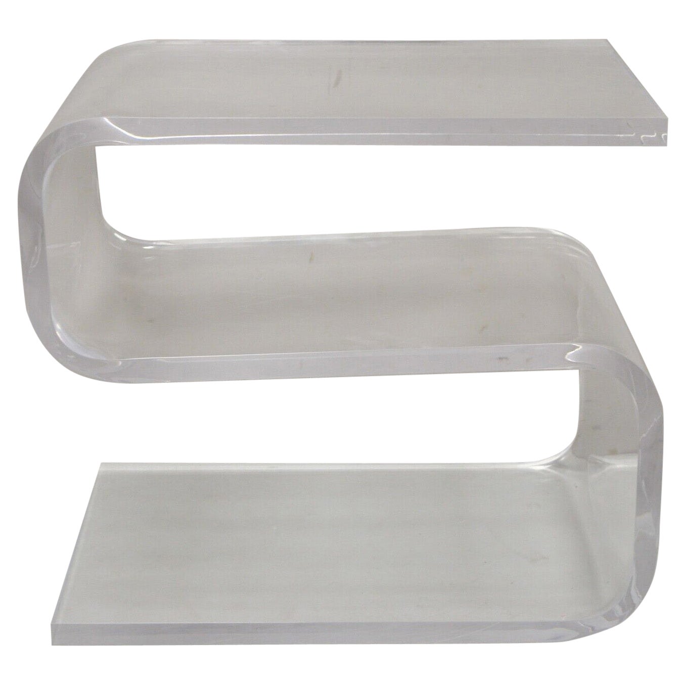 Skulpturaler Vintage-Beistelltisch „S Form“ aus klarem Lucite, Moderne der Mitte des Jahrhunderts