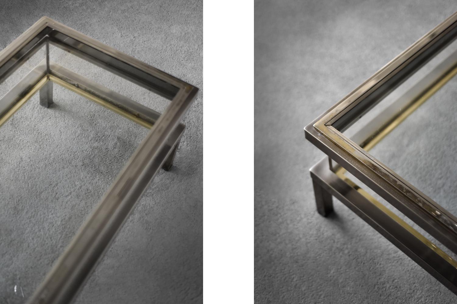 Table basse moderne du milieu du siècle avec étui en verre de la Maison Jansen, 1970 en vente 4