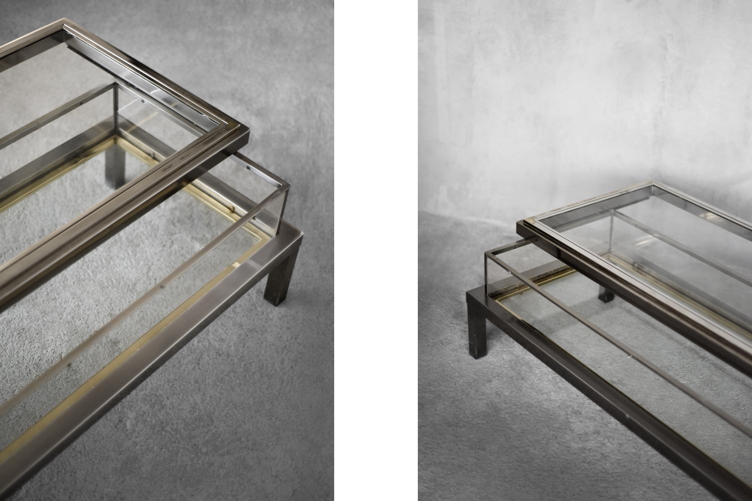 Table basse moderne du milieu du siècle avec étui en verre de la Maison Jansen, 1970 en vente 6