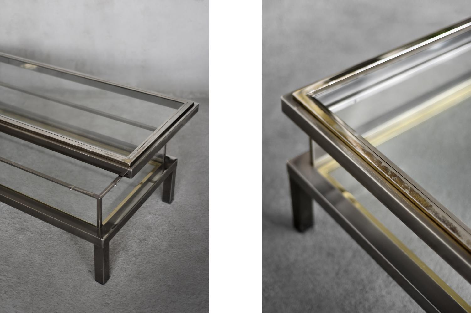 Fin du 20e siècle Table basse moderne du milieu du siècle avec étui en verre de la Maison Jansen, 1970 en vente