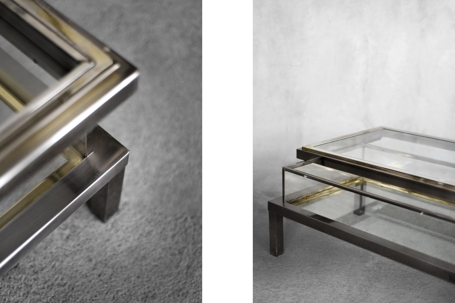 Table basse moderne du milieu du siècle avec étui en verre de la Maison Jansen, 1970 en vente 1