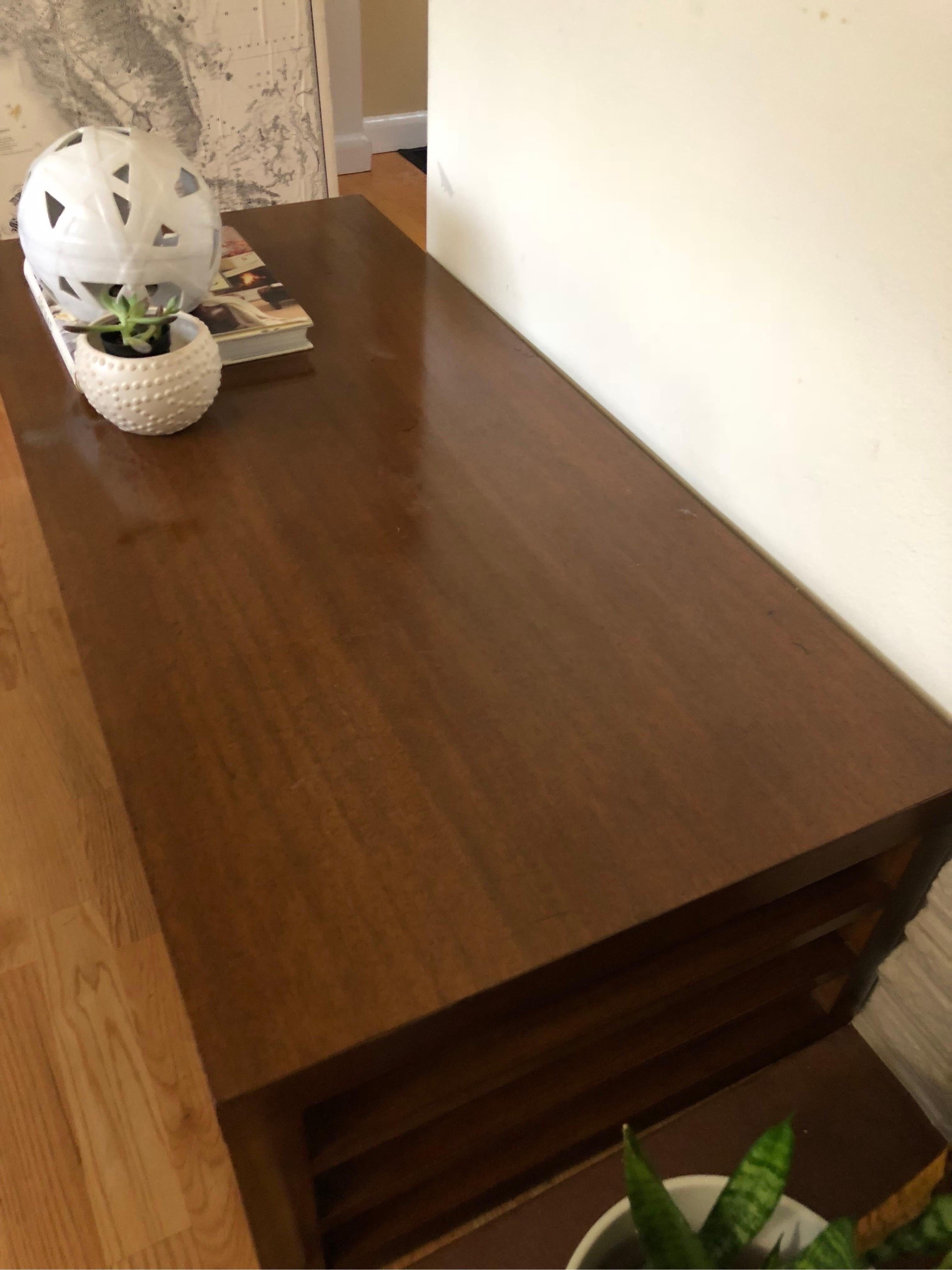 Vintage Mid Century Modern Mesa de roble peinado Fabricación de Red Lion Co Roble en venta