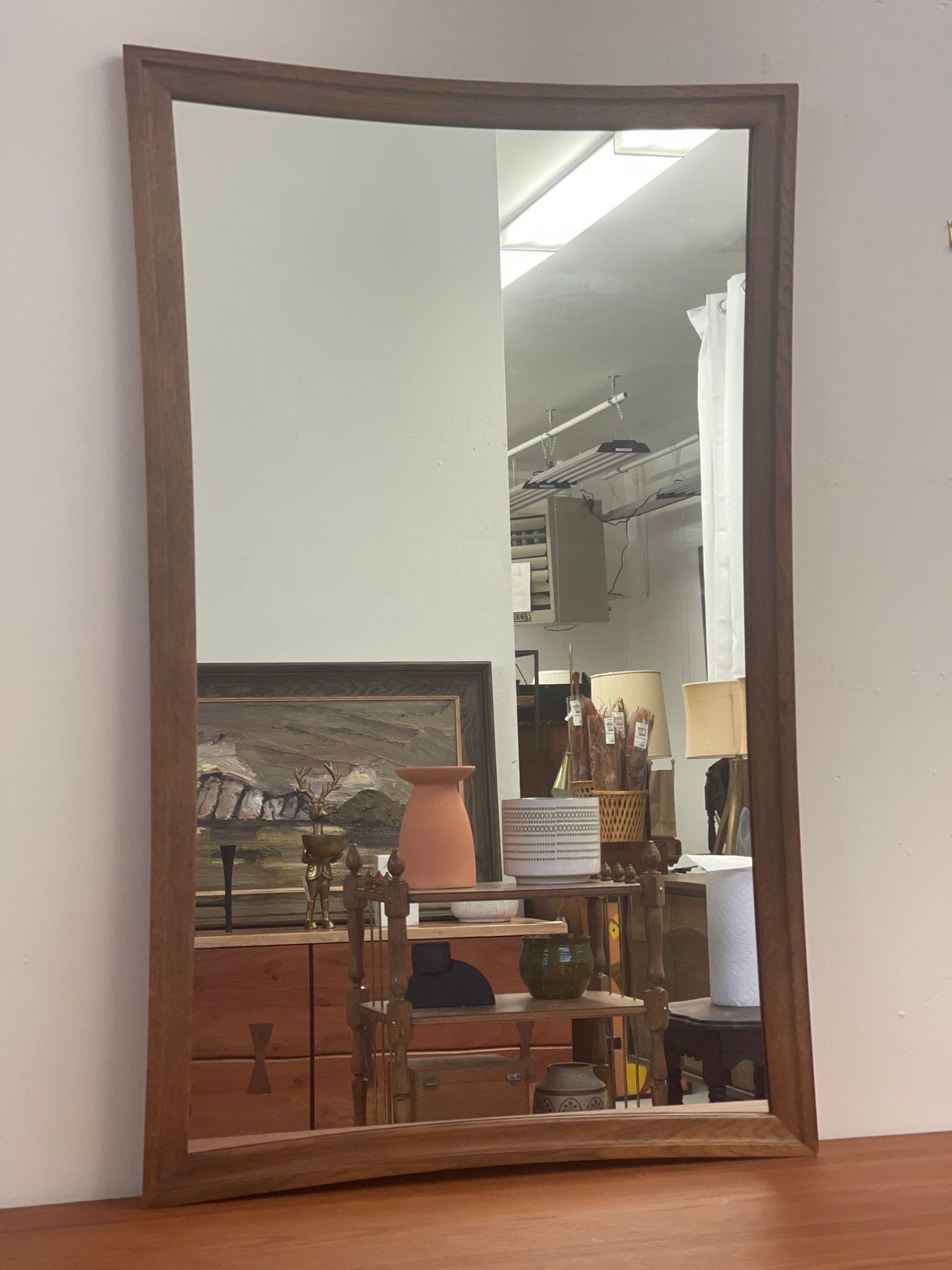Mid-Century Modern Vintage Mid Century Modern Concave Sided Wall Mirror. For Sale