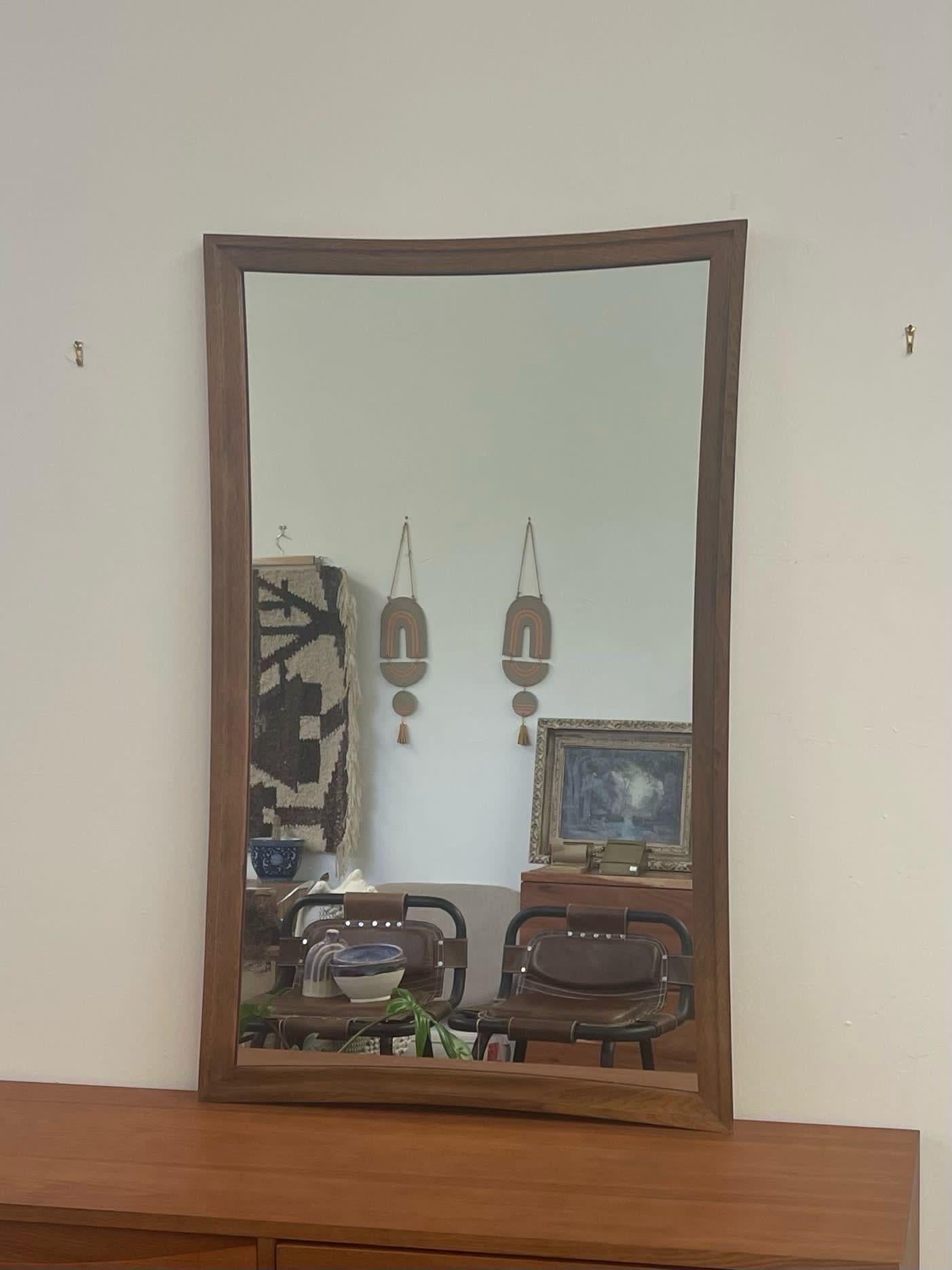 Mid-20th Century Vintage Mid Century Modern Concave Sided Wall Mirror. For Sale