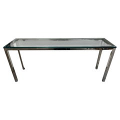 Vintage Mid-Century Modern Console Table, Chrome & Glass, 1970s Design