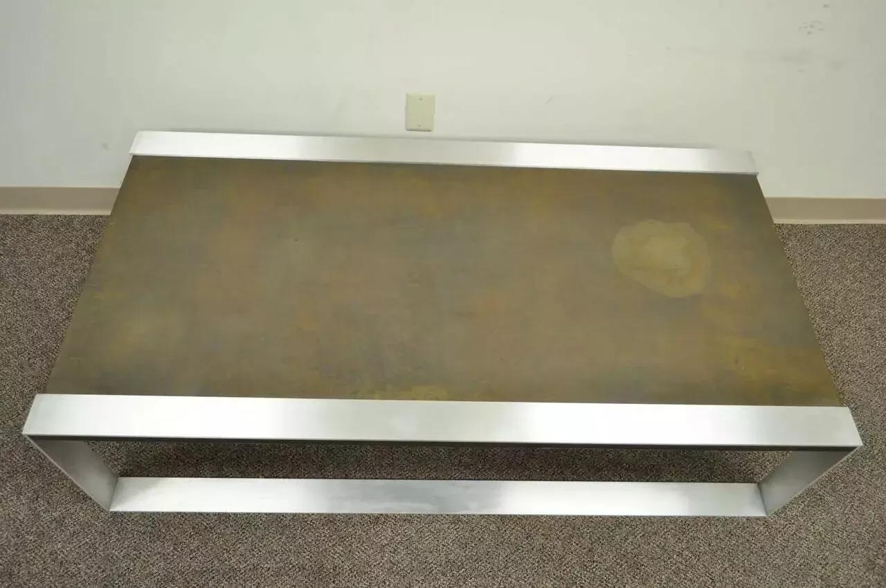 Mid-Century Modern Vintage Mid Century Modern Copper and Brushed Steel Coffee Table For Sale