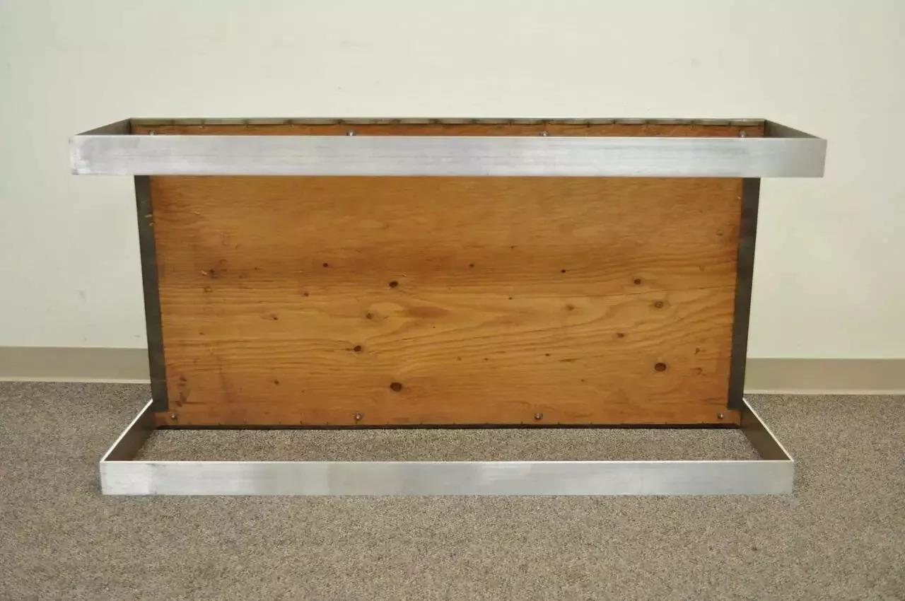 Vintage Mid Century Modern Copper and Brushed Steel Coffee Table For Sale 2