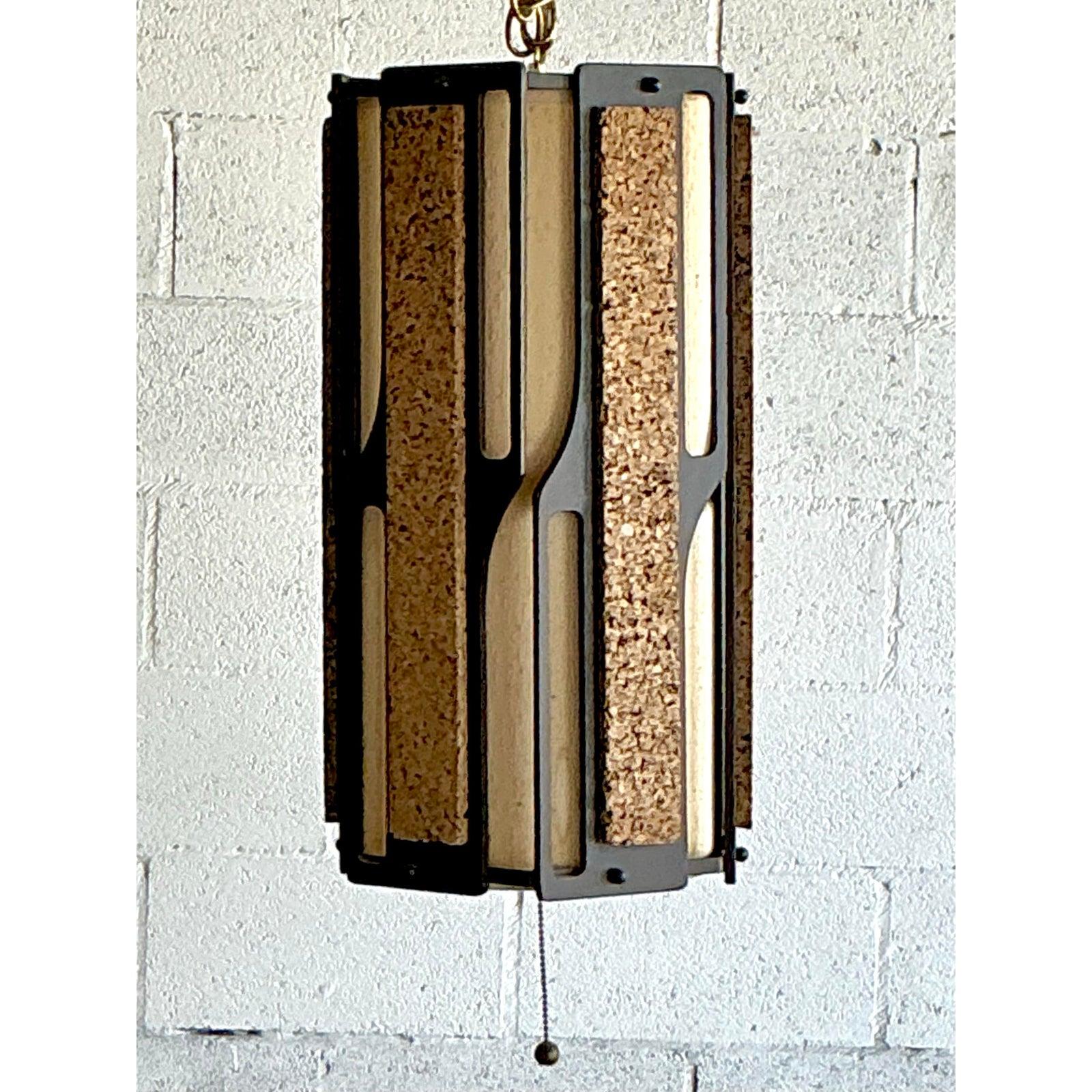 Americano Lampada a sospensione con pannello di sughero vintage del Mid-Century Modern in vendita