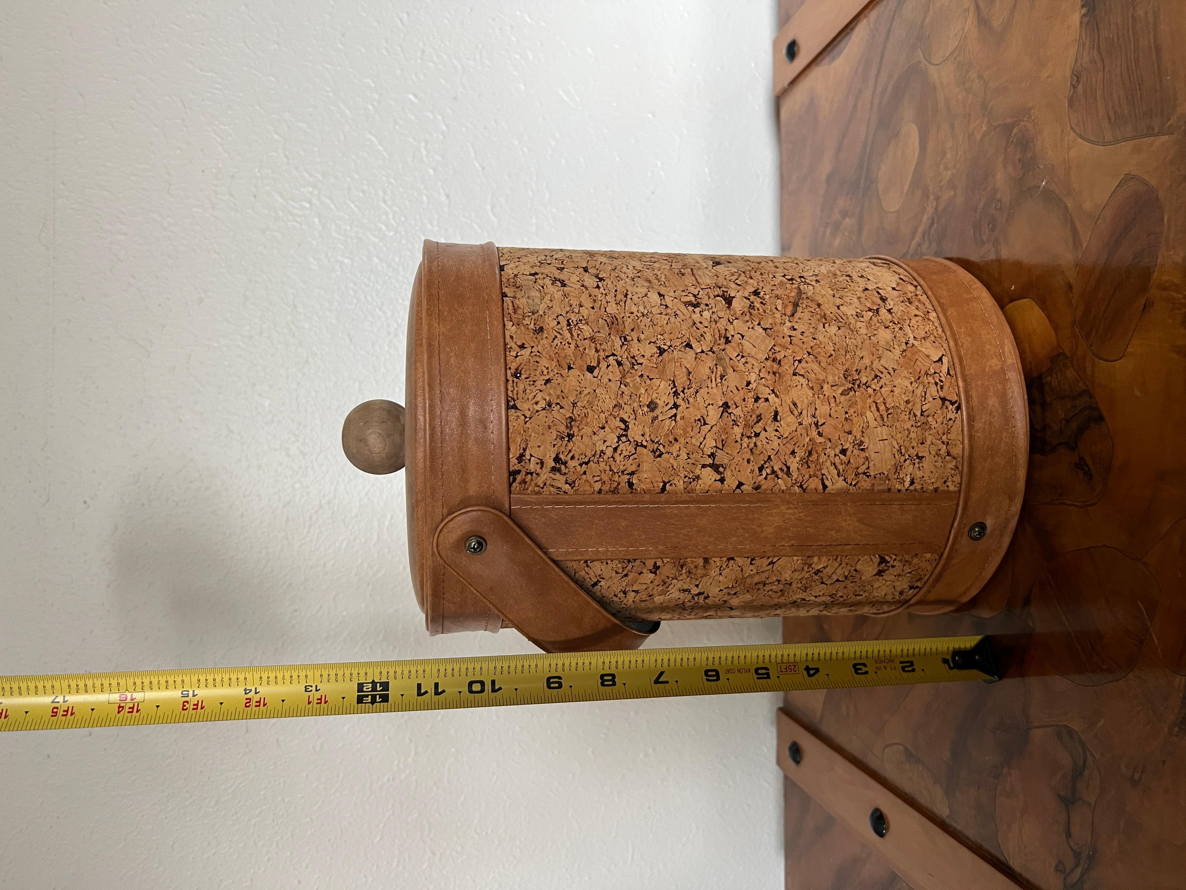 Vintage Mid-Century Modern Cork Wine Bucket Cooler  In Good Condition For Sale In Houston, TX