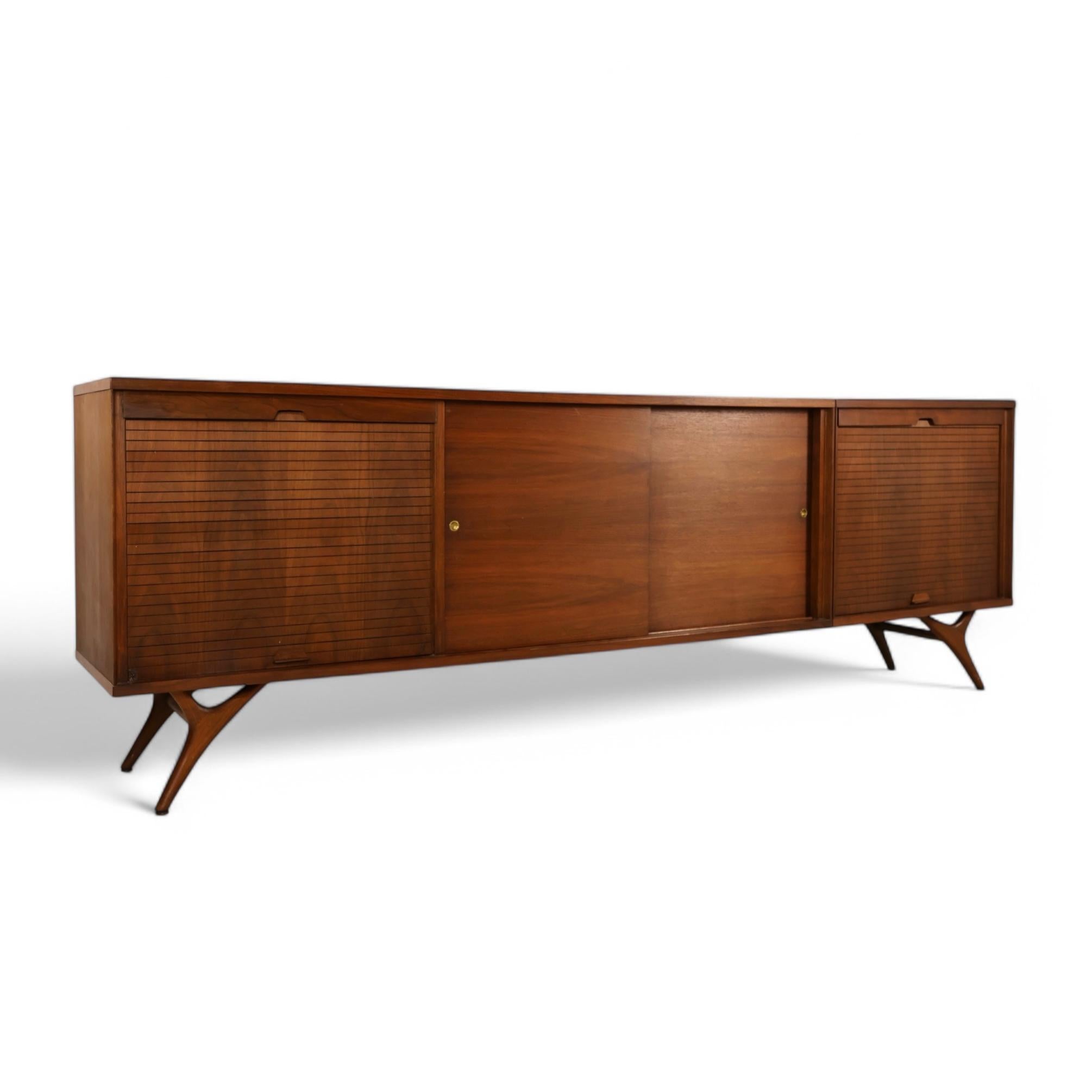 Mid-20th Century Vintage Mid Century Modern Credenza and Bar Cabinet c. 1960 For Sale