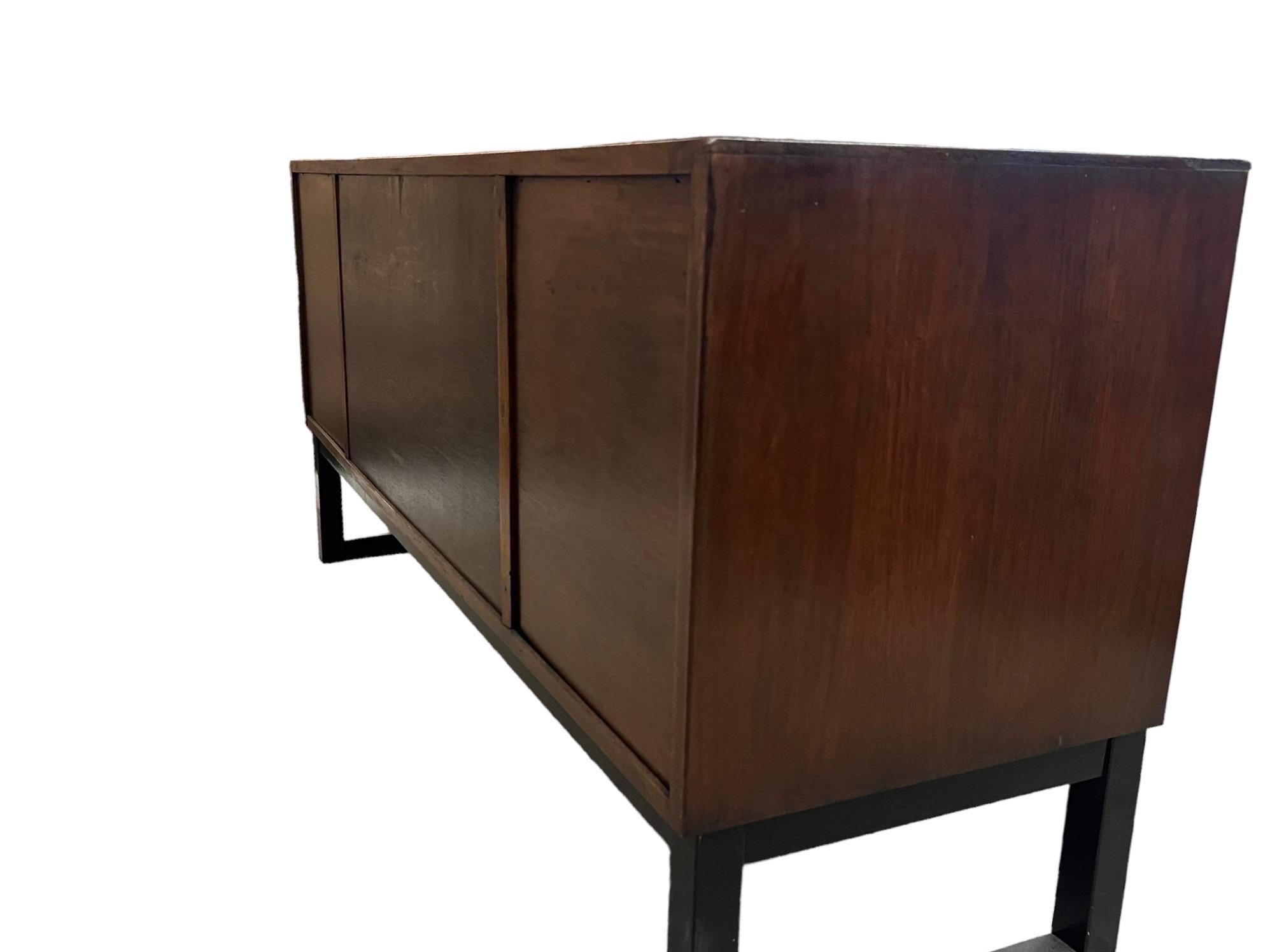 Vintage Mid Century Modern Credenza Cabinet by Stanley For Sale 1