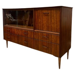 Vintage Mid Century Modern Credenza or Bar Cabinet Walnut Toned Wood UK Import.