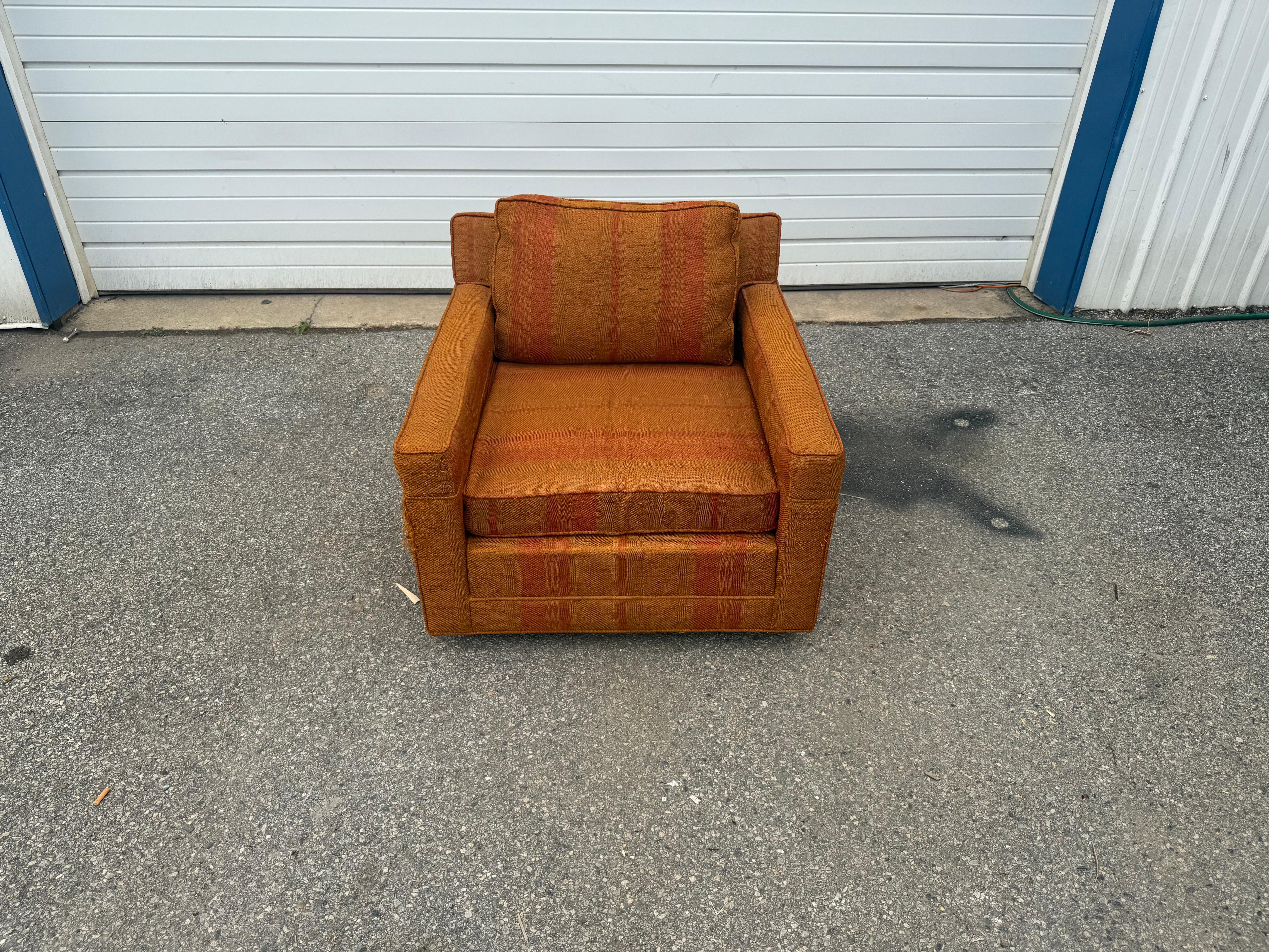 Silla Cube Lounge Vintage Mid Century Modern de Dunbar Estadounidense en venta