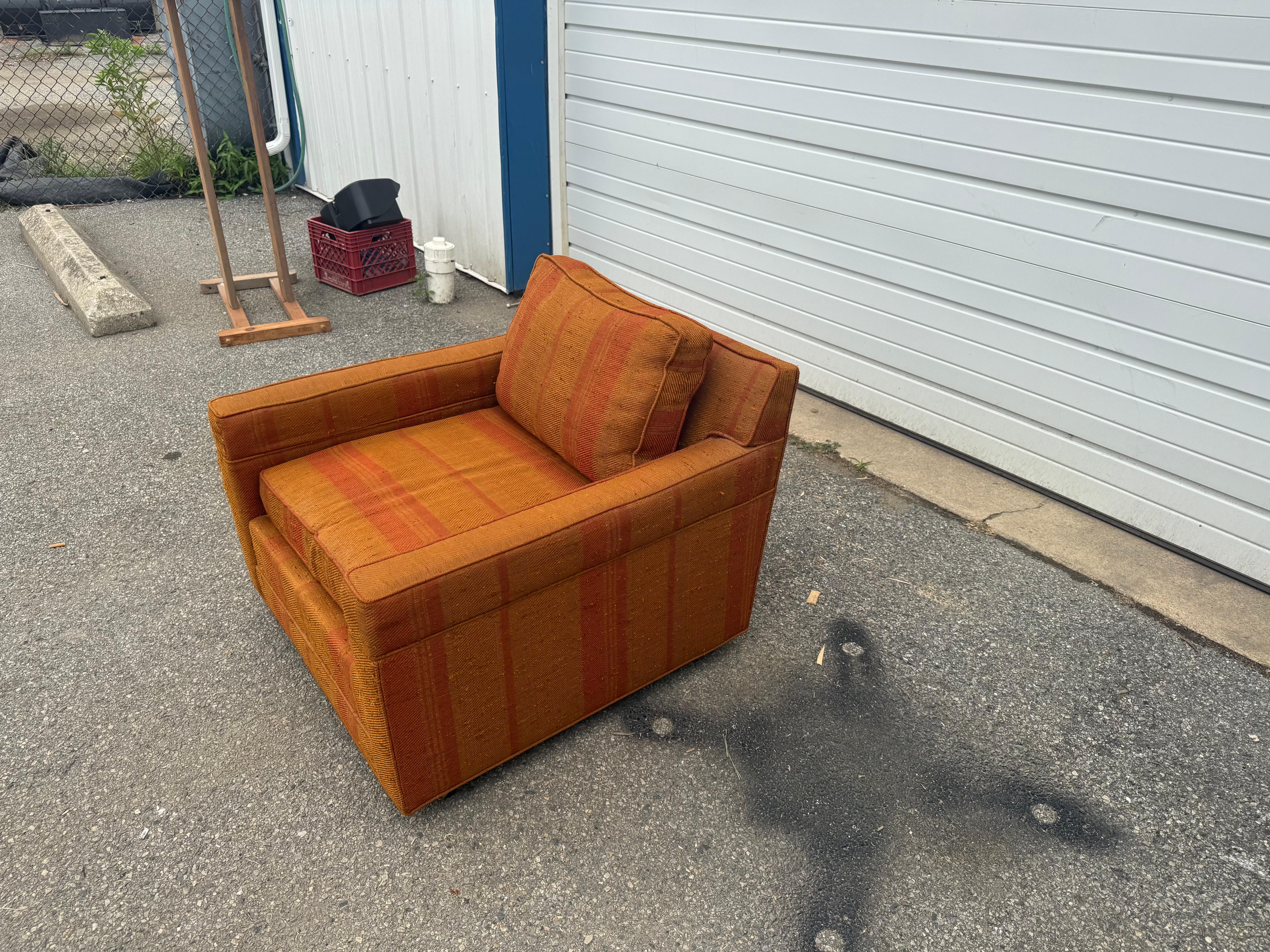 Silla Cube Lounge Vintage Mid Century Modern de Dunbar Tapicería en venta