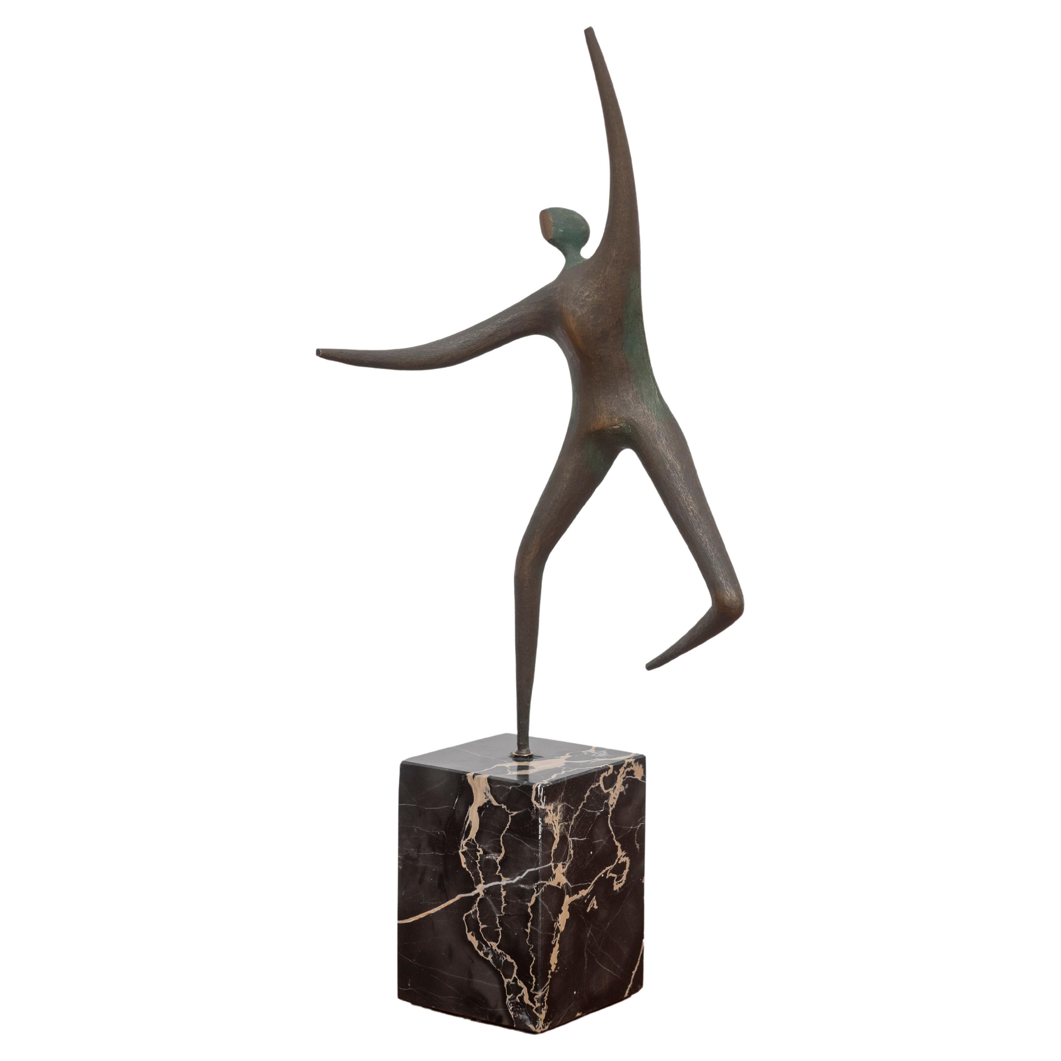 Vintage Mid-Century Modern Curtis Jere Dancer Brass Sculpture For Sale