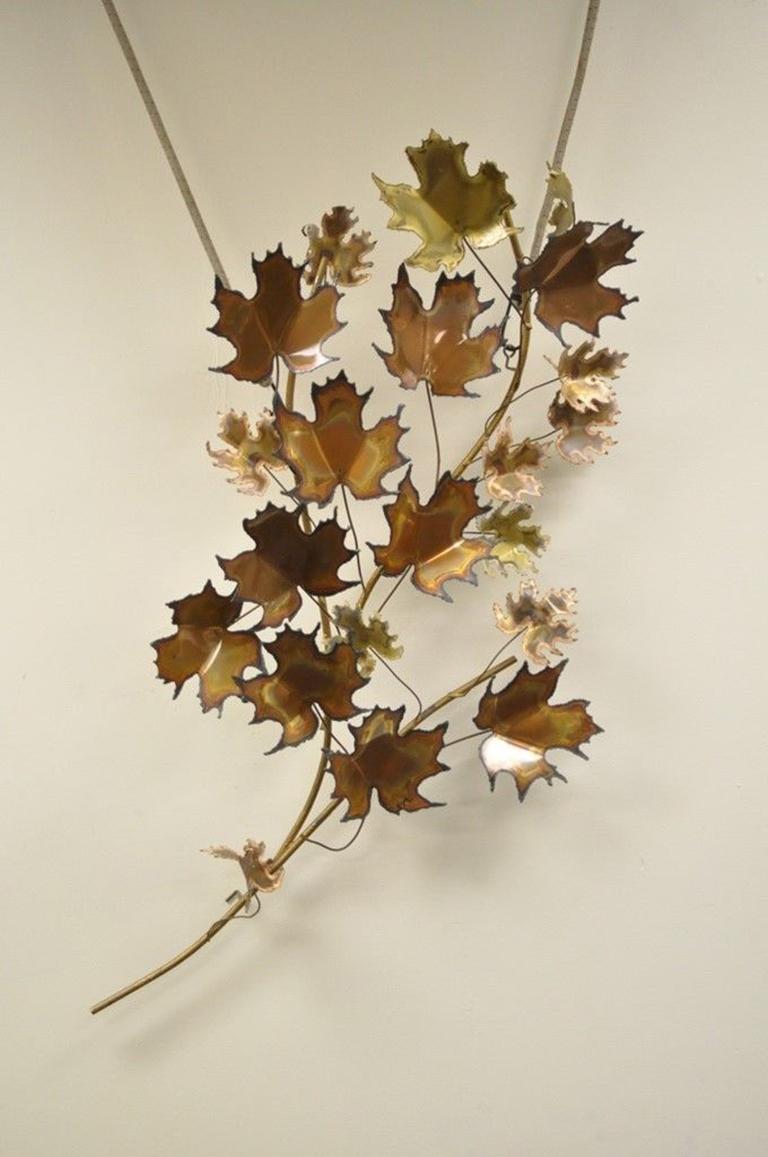Vintage Mid-Century Modern Curtis Jere Maple Leaf Wall Sculpture Brutalist A 2