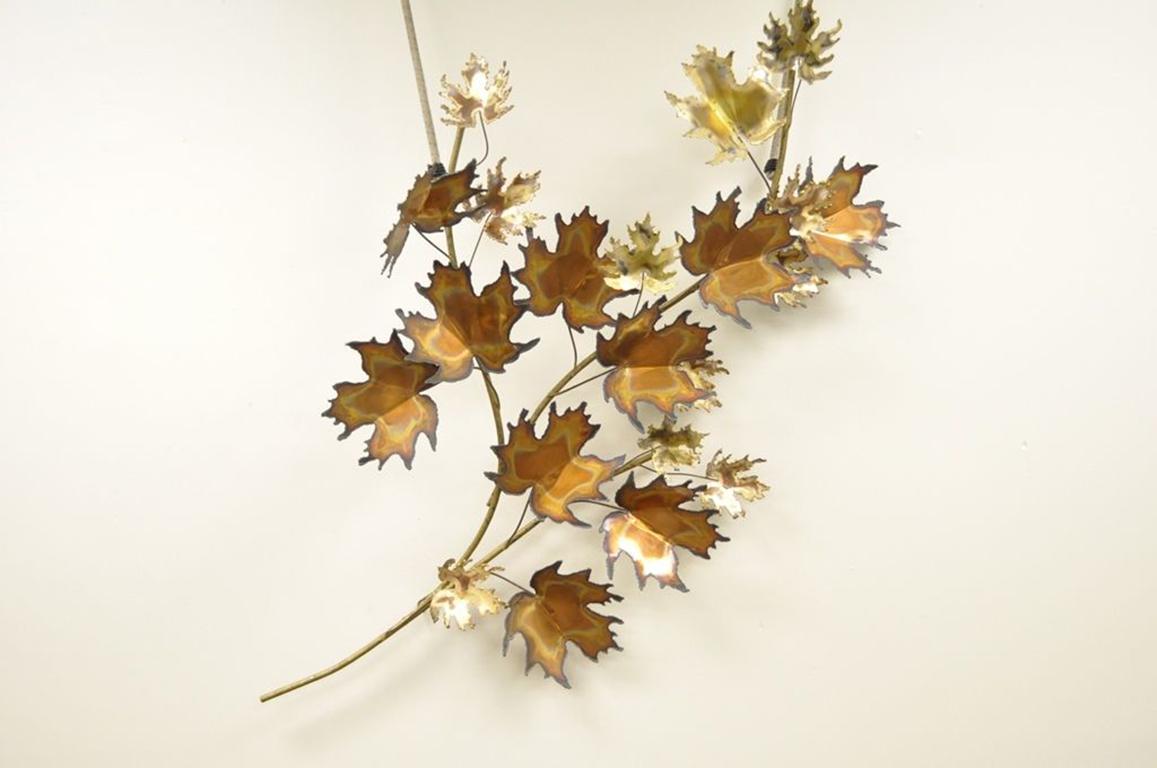 Vintage Mid-Century Modern Curtis Jere Maple Leaf Wall Sculpture Brutalist B 6