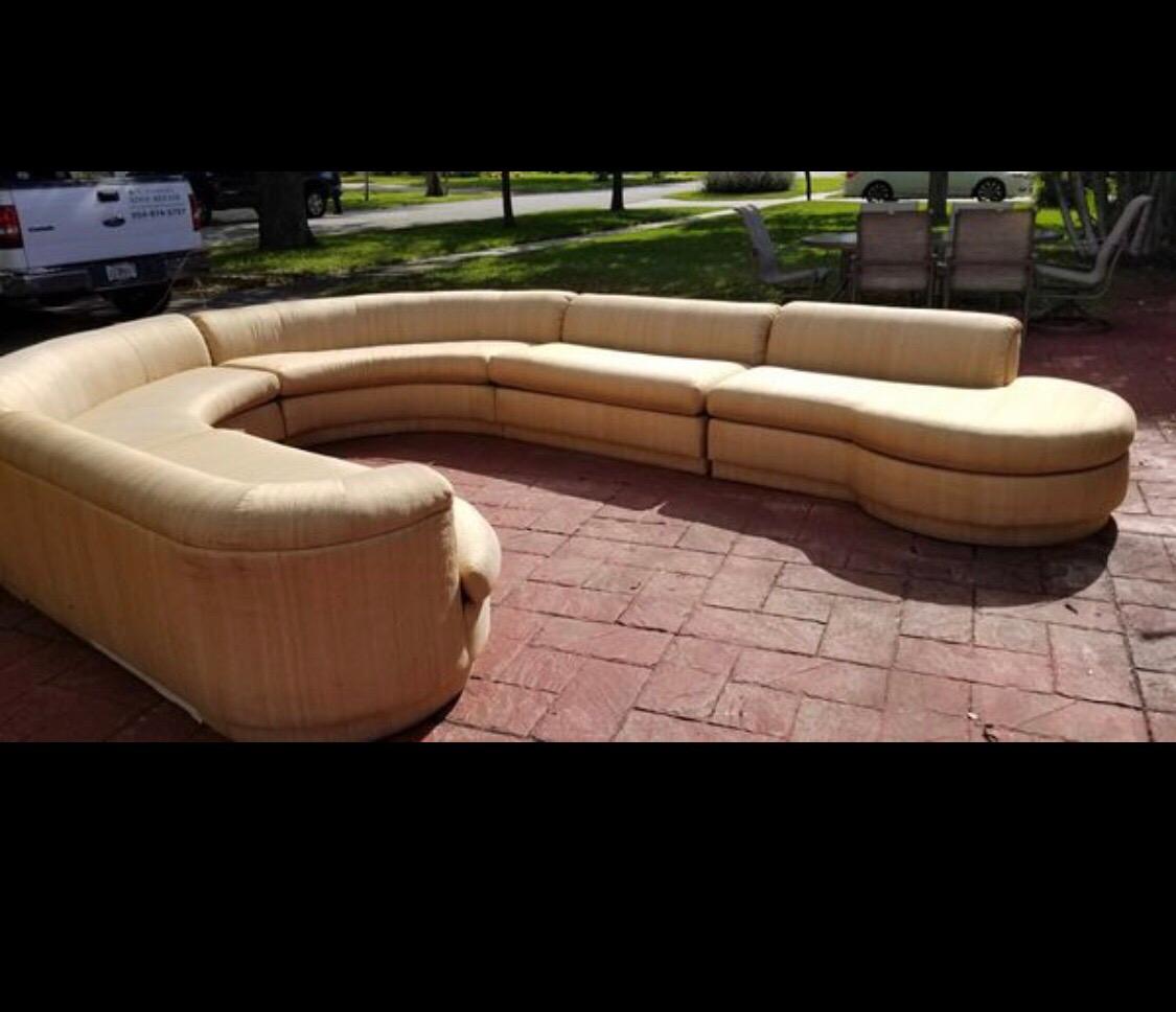 Vintage Mid Century Modern Curved 5 Piece Circular Serpentine Sectional Sofa 3