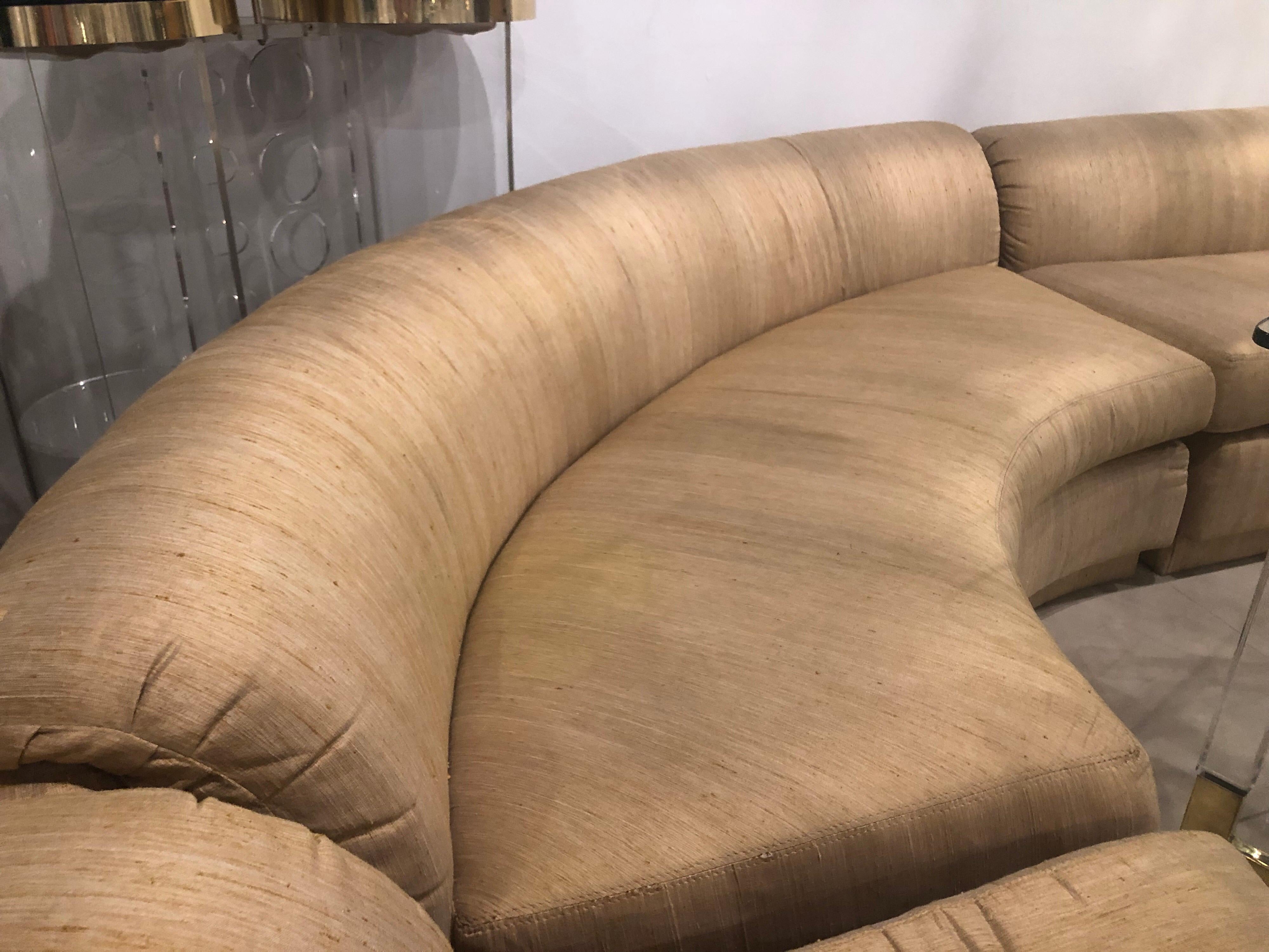 American Vintage Mid Century Modern Curved 5 Piece Circular Serpentine Sectional Sofa