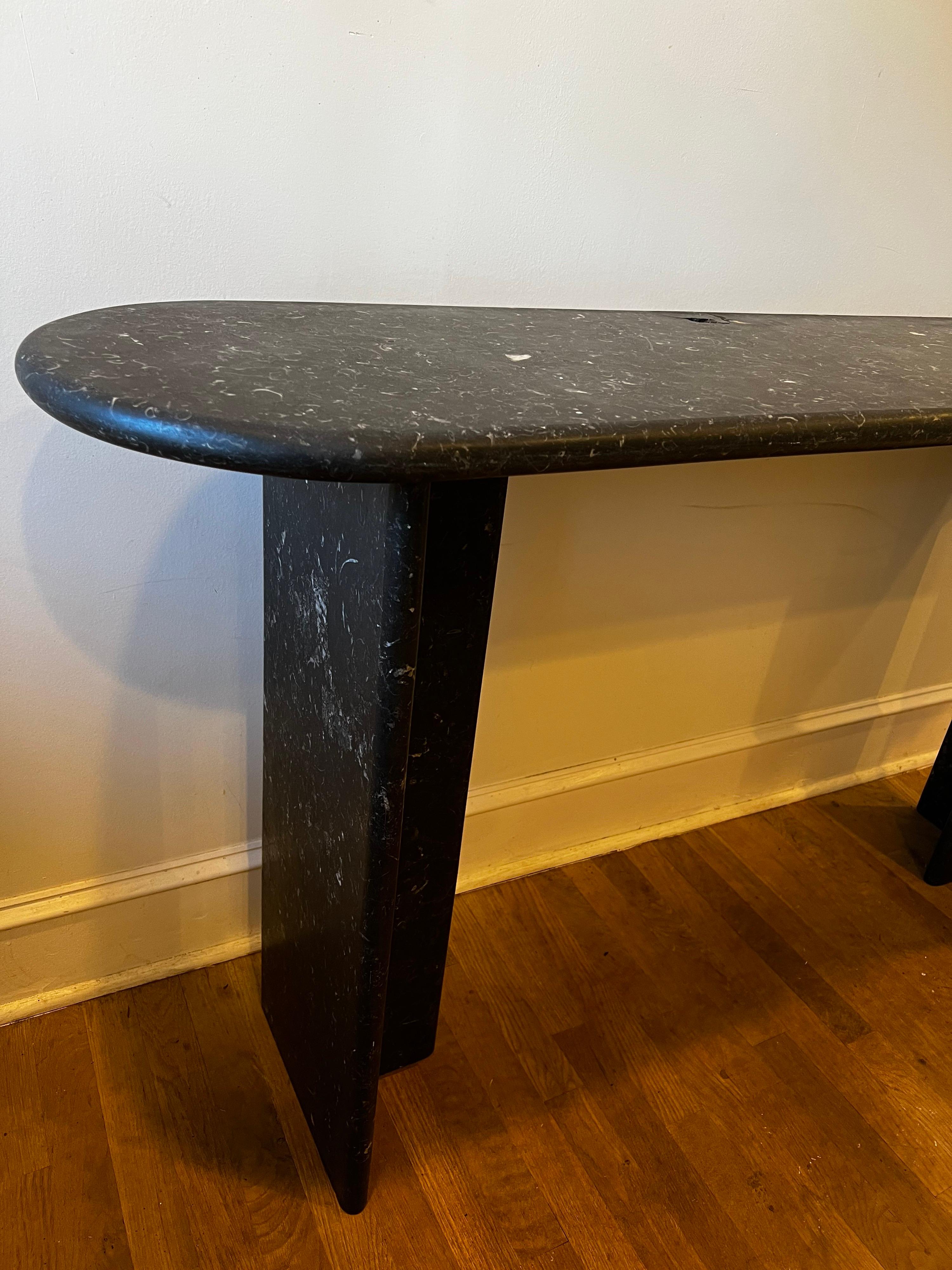 Vintage Mid Century Modern Curved Black Marble Console/Entry Table 4