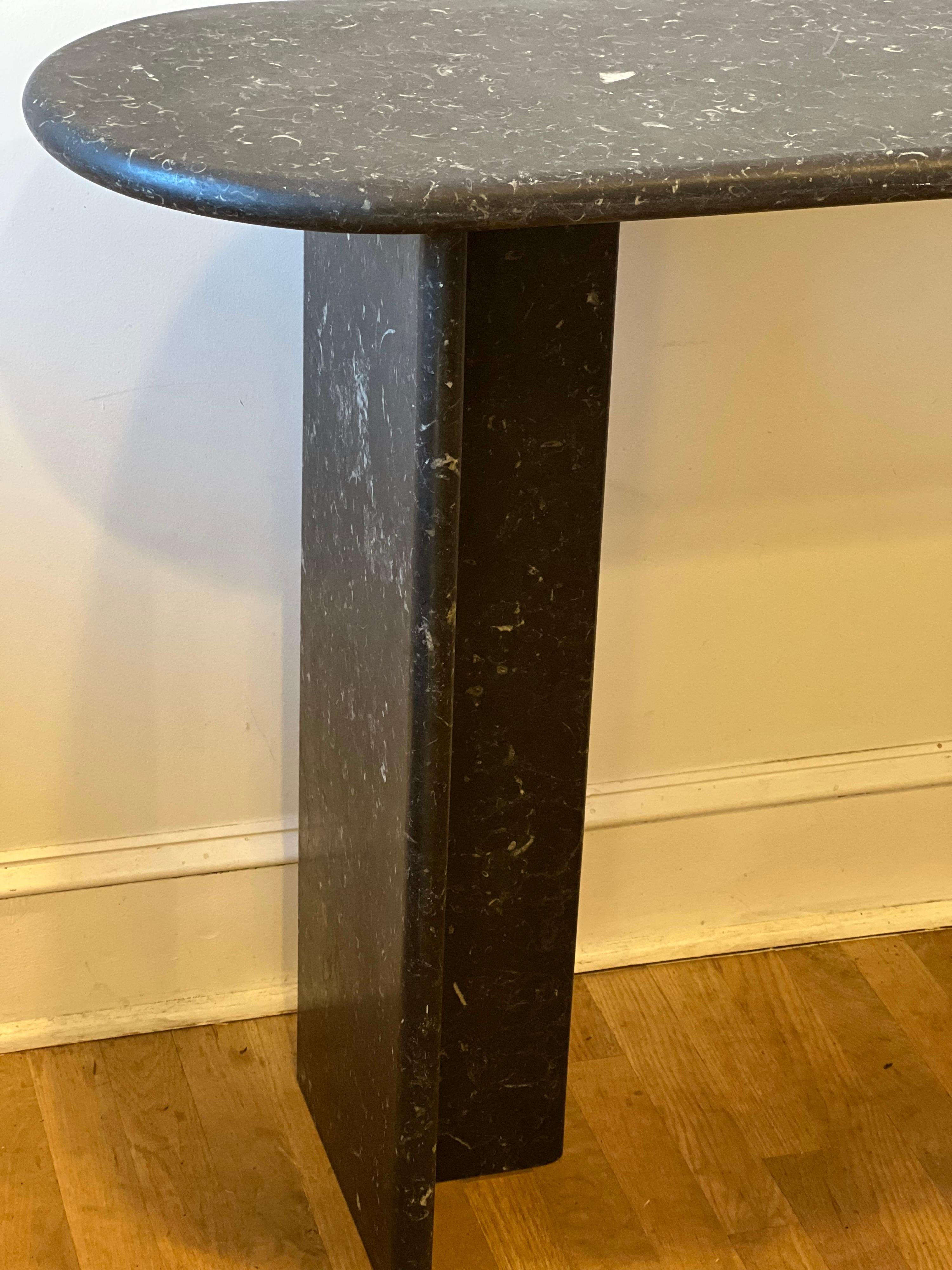 Vintage Mid Century Modern Curved Black Marble Console/Entry Table For Sale 6