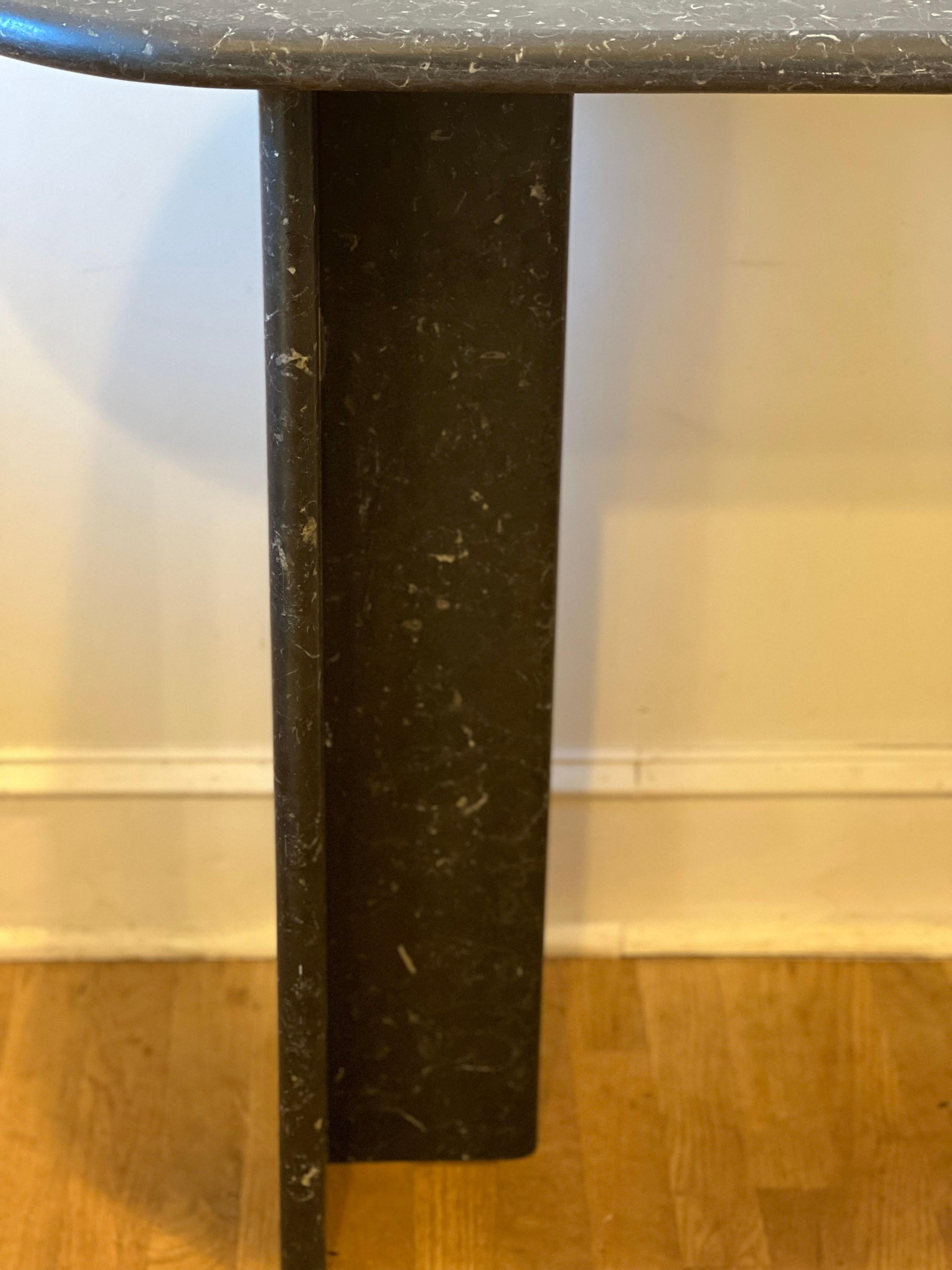 Vintage Mid Century Modern Curved Black Marble Console/Entry Table For Sale 7
