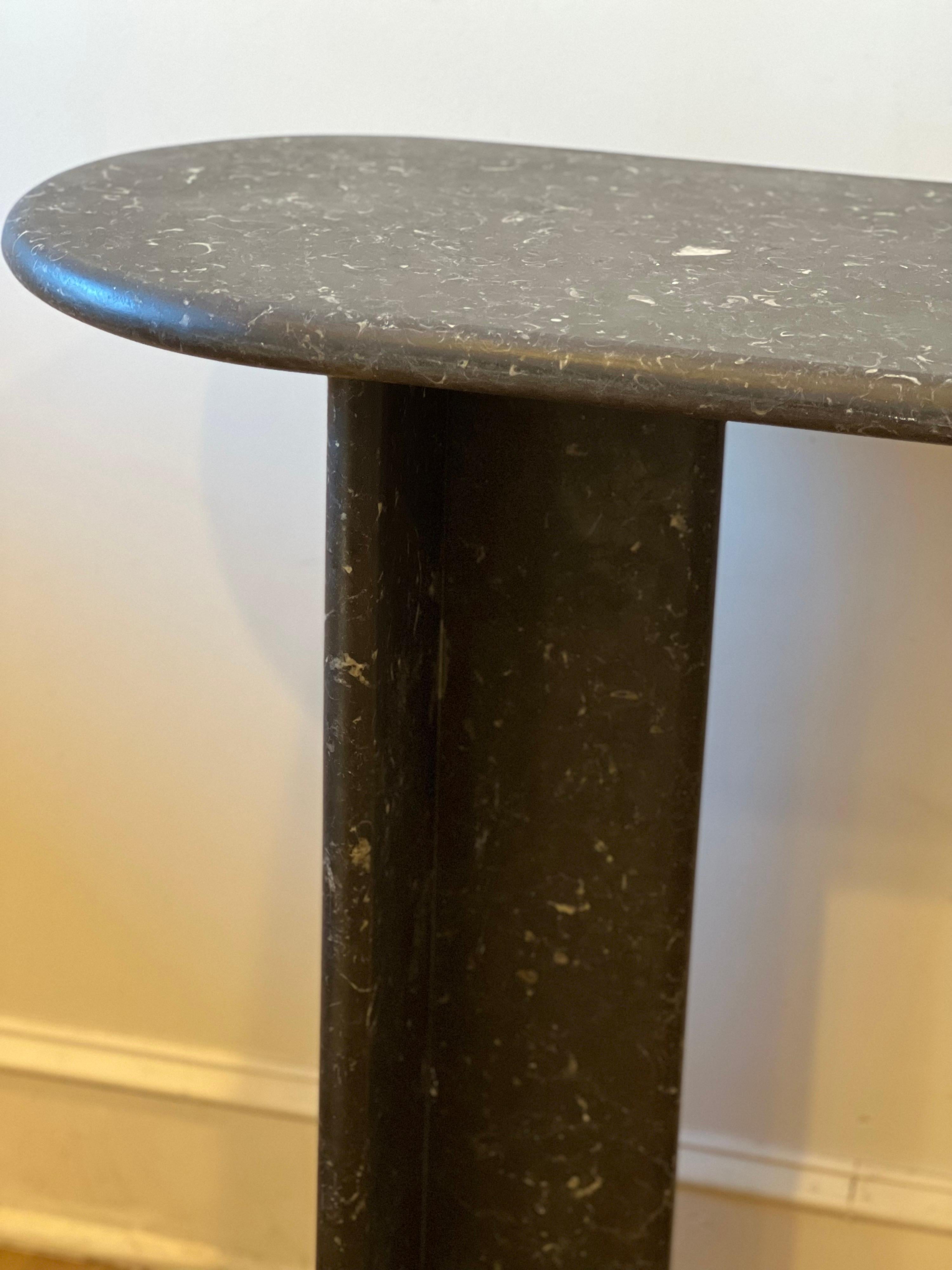 Vintage Mid Century Modern Curved Black Marble Console/Entry Table For Sale 8