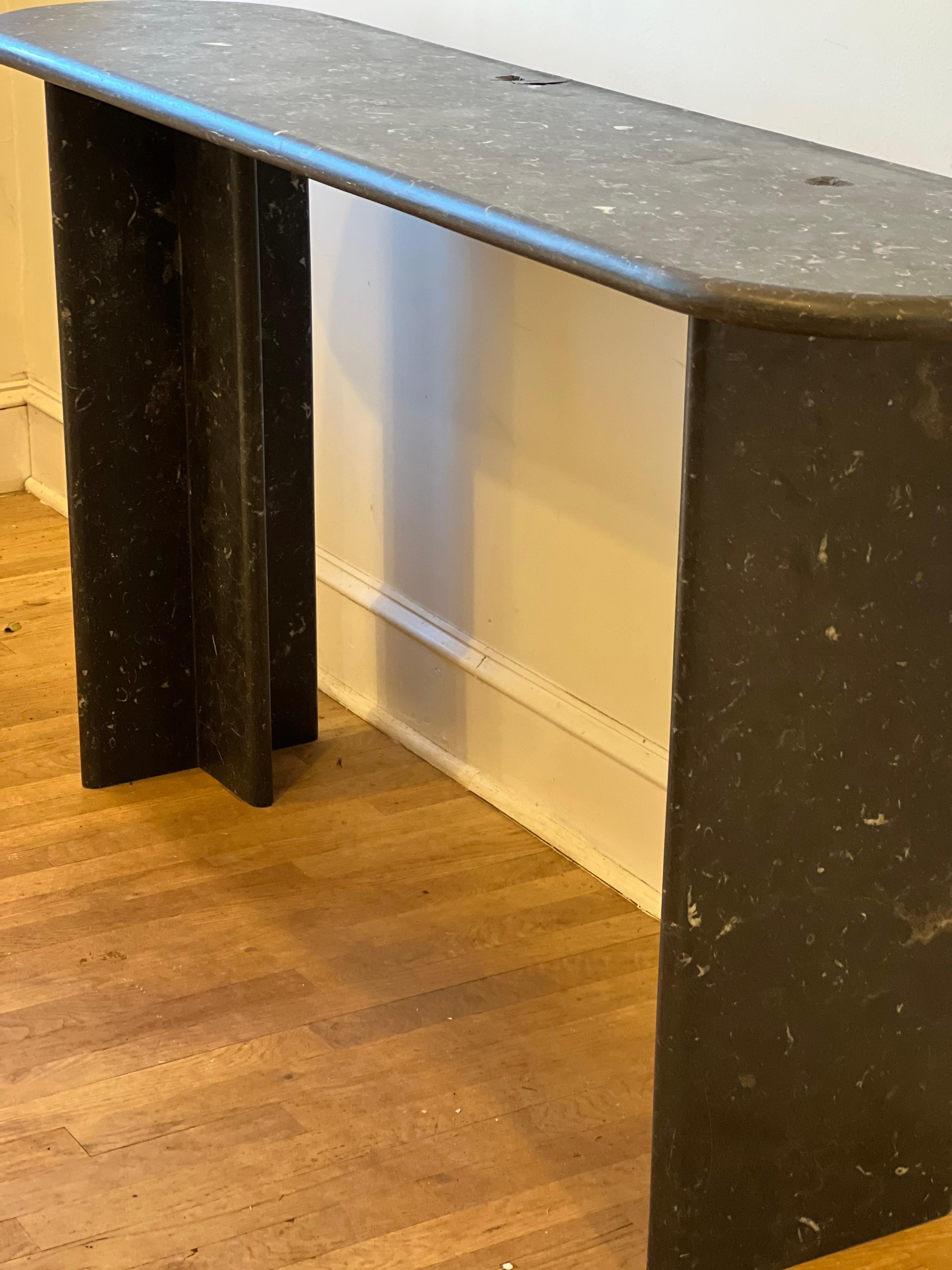 curved marble console table