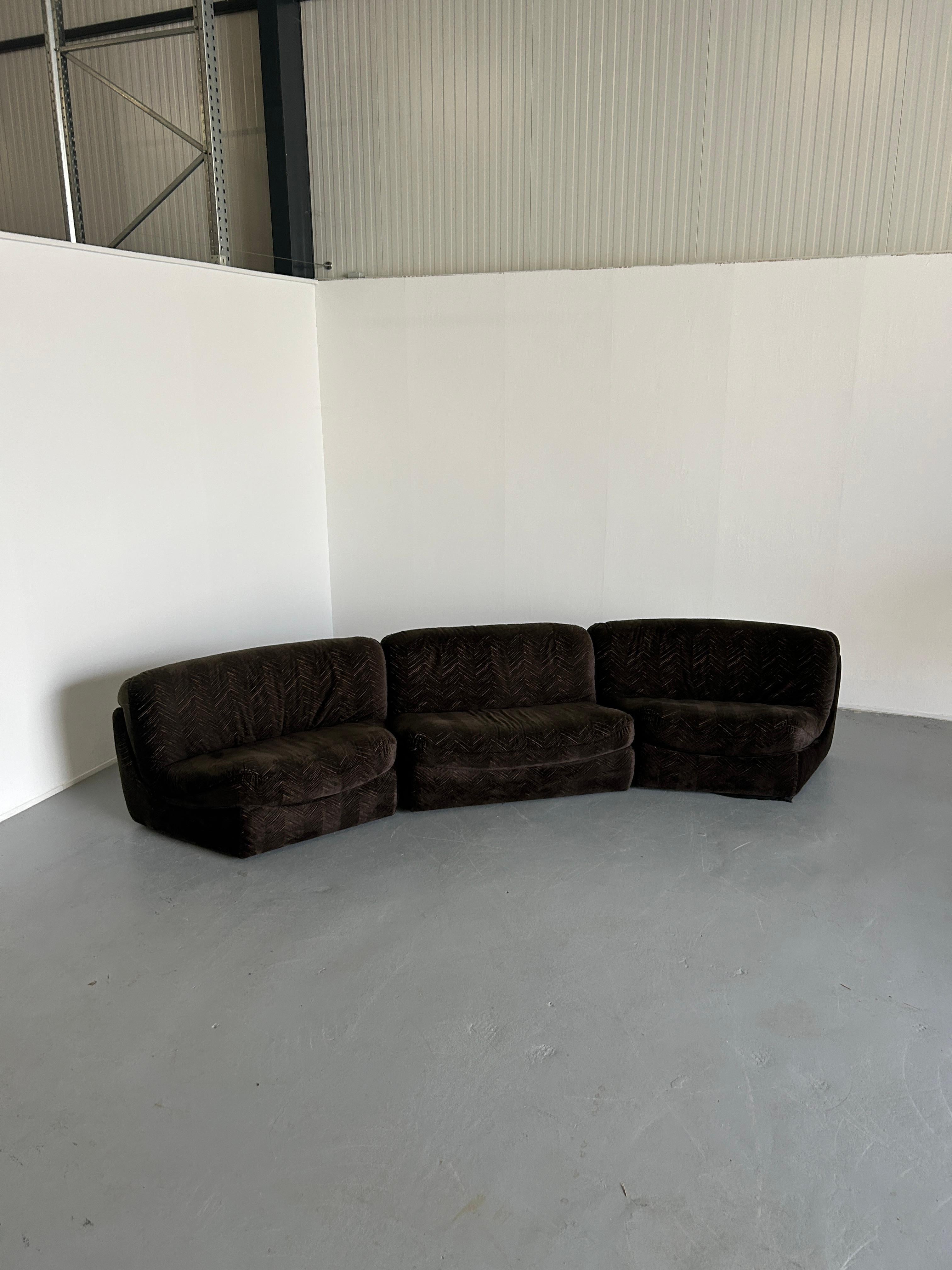Austrian Vintage Mid-Century Modern Curved Modular Sofa attributed to Wittmann, 70s  For Sale