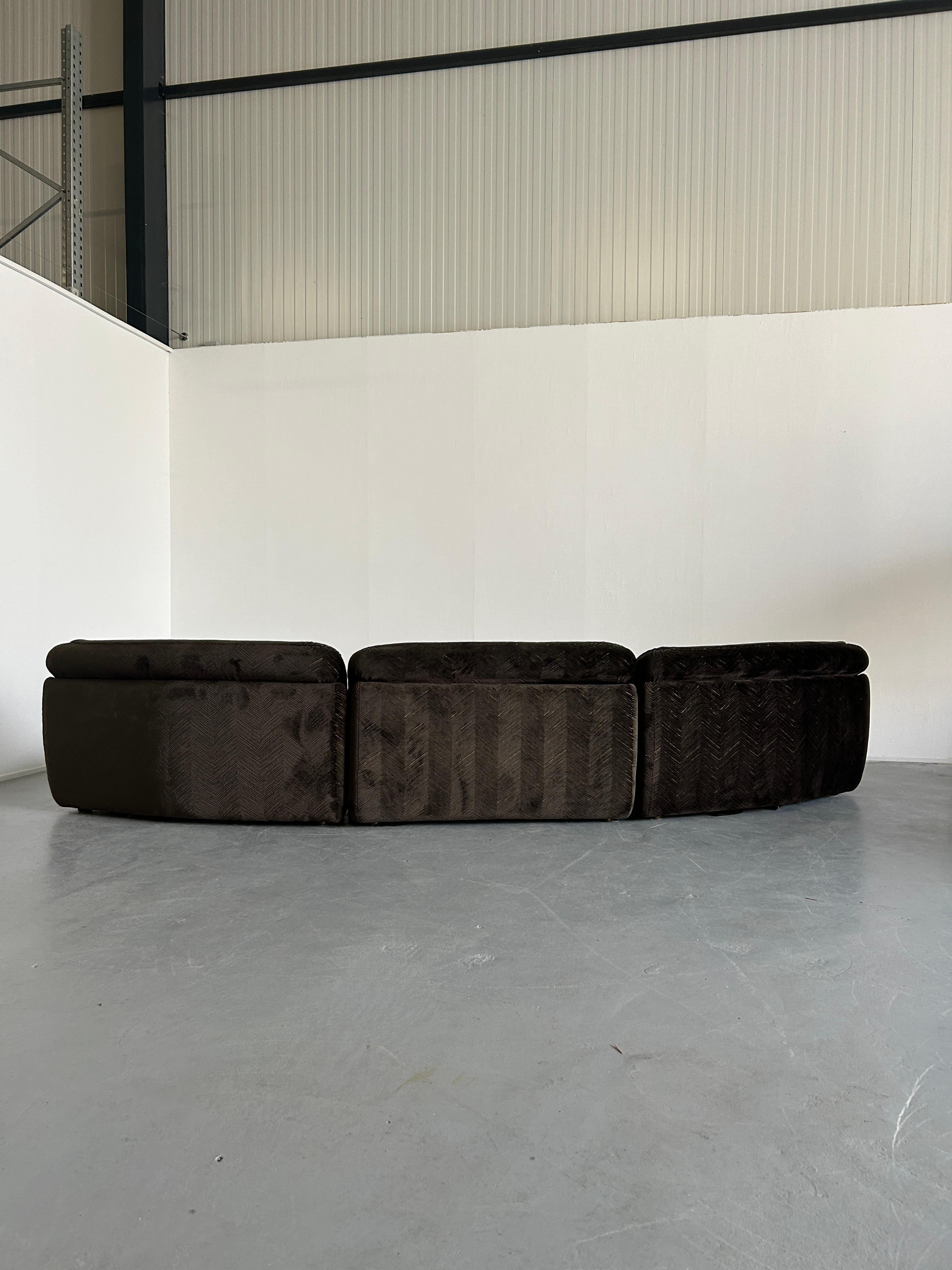 Vintage Mid-Century Modern Curved Modular Sofa attributed to Wittmann, 70s  For Sale 1