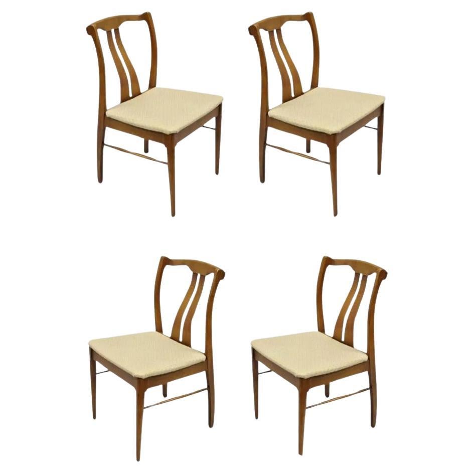 Vintage Mid Century Modern Curved Sculpted Walnut Dining Side Chairs - Set of 4