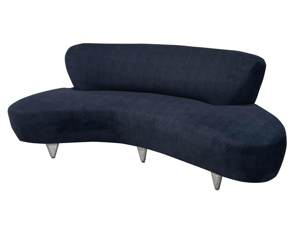 American Vintage Mid-Century Modern Curved Sofa, Smaller