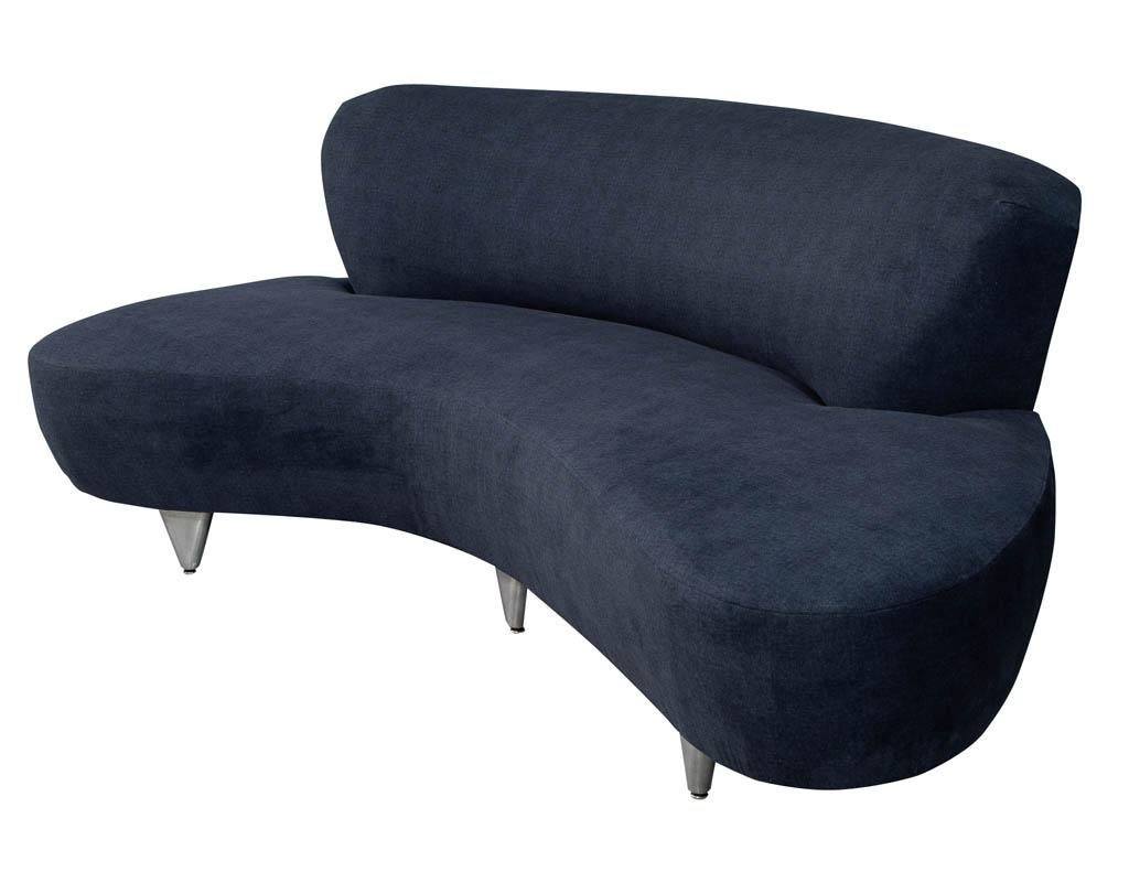 Vintage Mid-Century Modern Curved Sofa, Smaller In Excellent Condition In North York, ON
