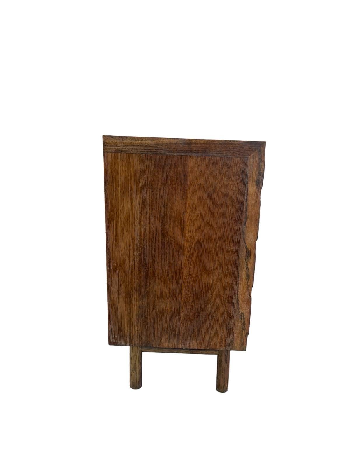Wood Vintage Mid Century Modern Custom Made Oak Dresser With Burl Accent. For Sale