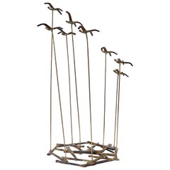 Sculpture d'oiseaux carrées taillées de style Curtis Jere, moderne du milieu du siècle dernier