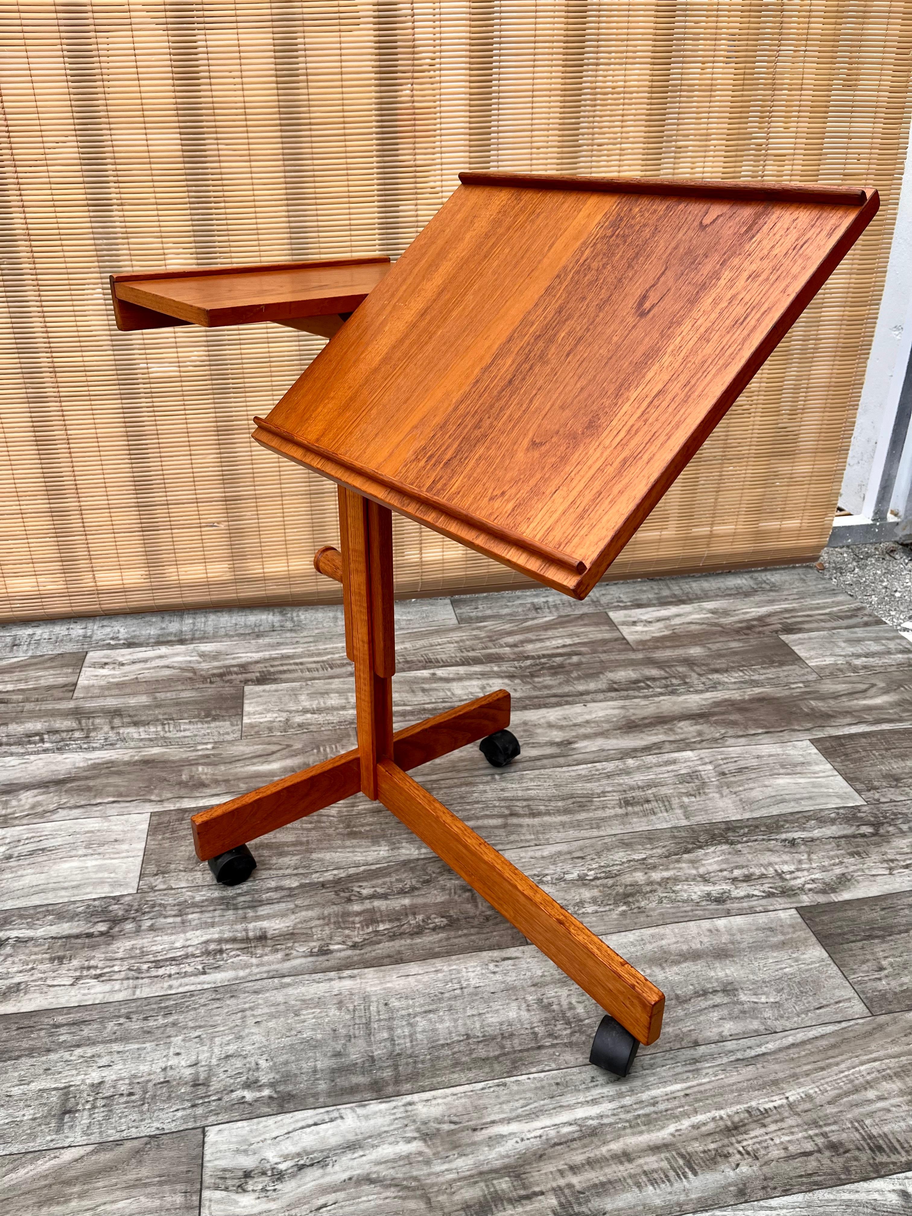 Vintage Mid-Century Modern Danish Adjustable Rolling Tray Table / Cart 3