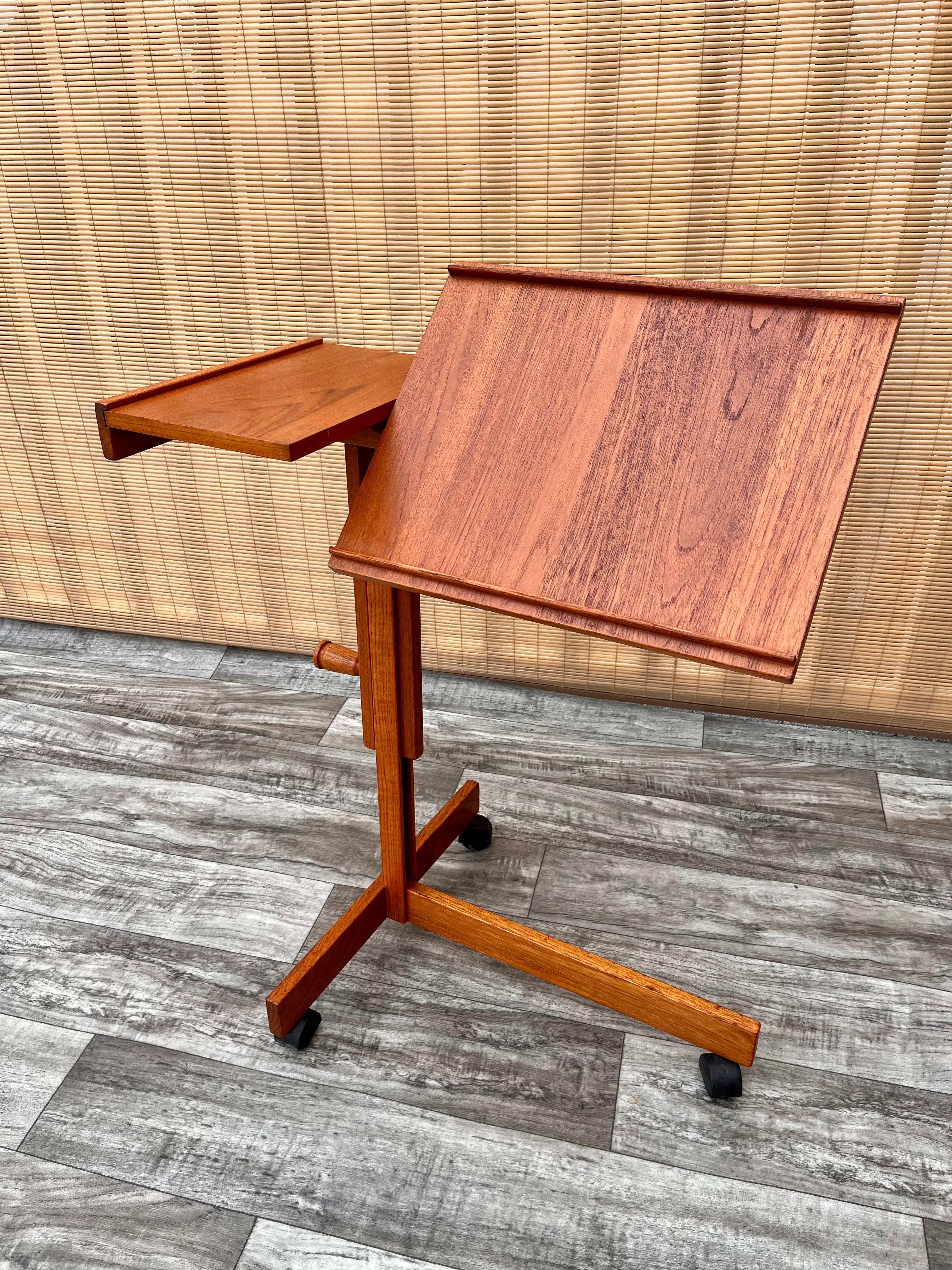 Vintage Mid-Century Modern Danish Adjustable Rolling Tray Table / Cart 5