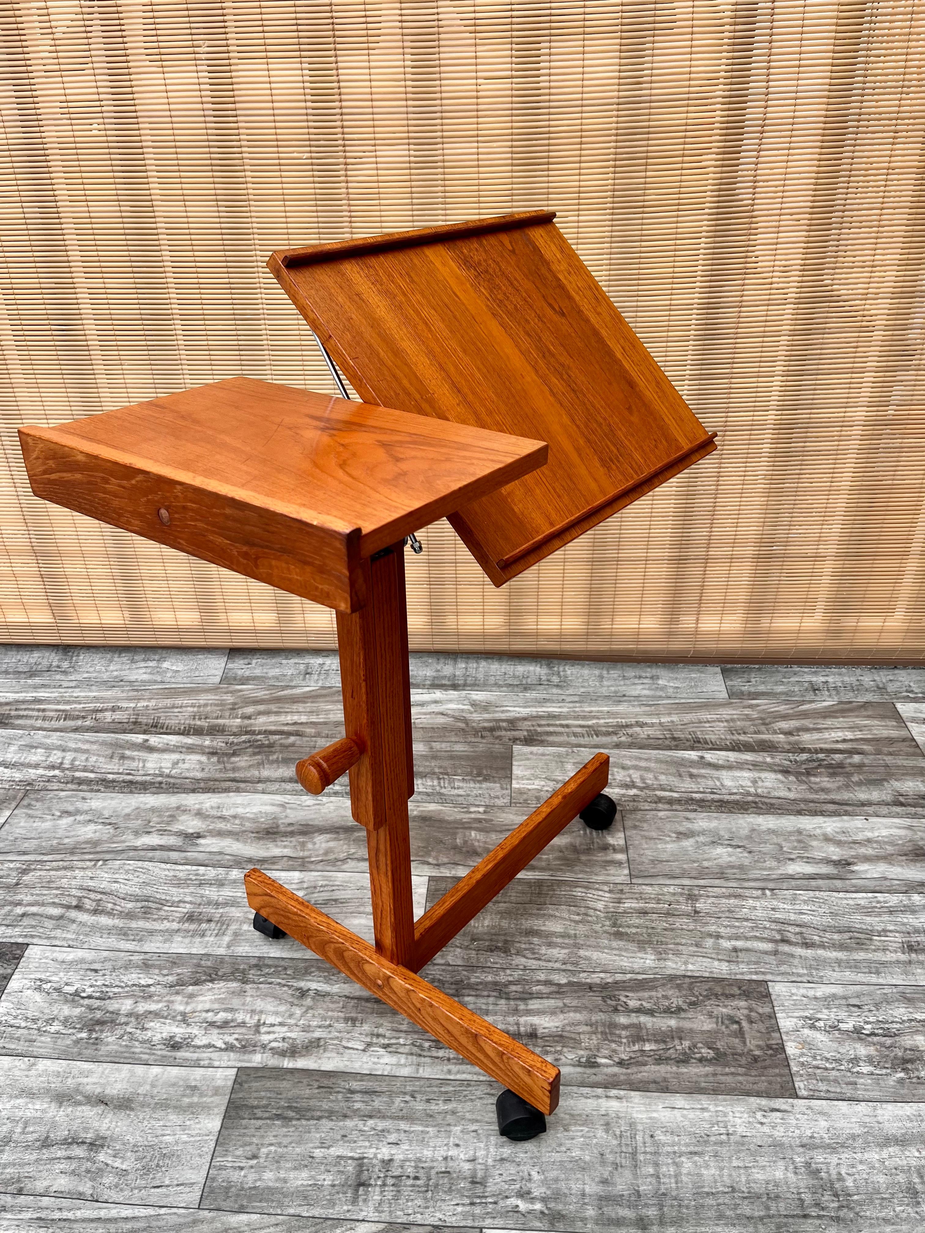 Vintage Mid-Century Modern Danish Adjustable Rolling Tray Table / Cart 6