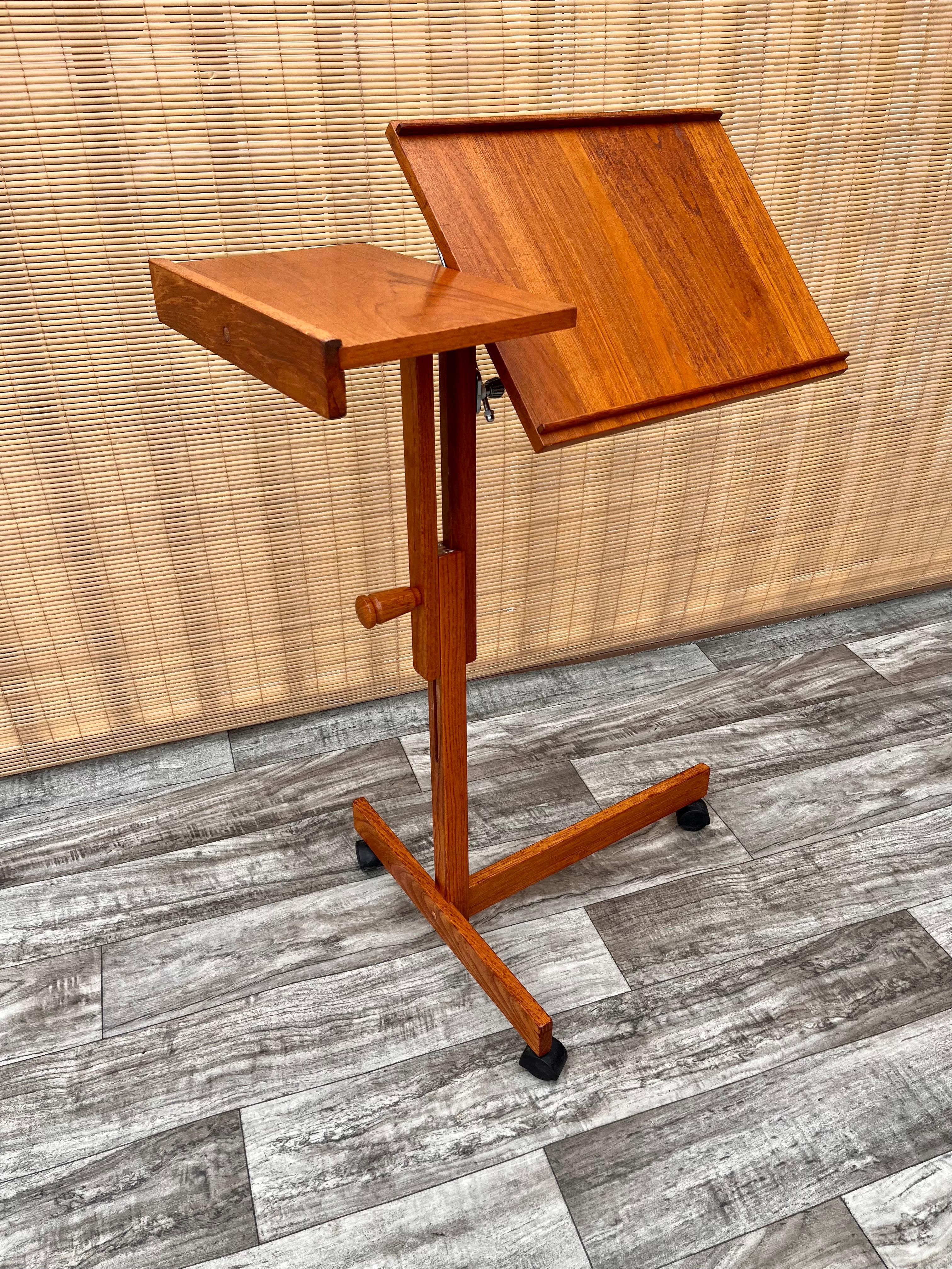 Vintage Mid-Century Modern Danish Adjustable Rolling Tray Table / Cart 9