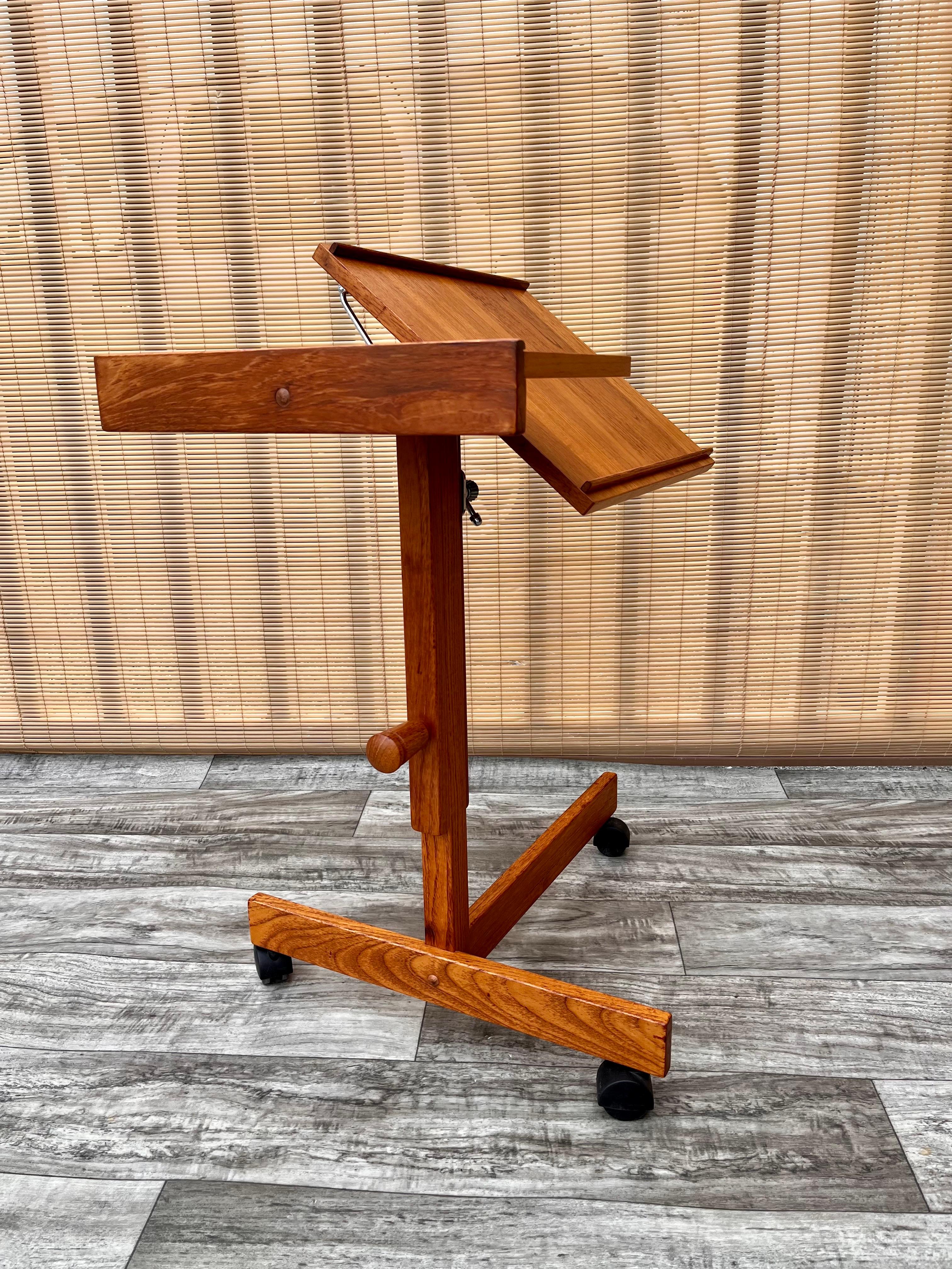 Vintage Mid-Century Modern Danish Adjustable Rolling Tray Table / Cart 1