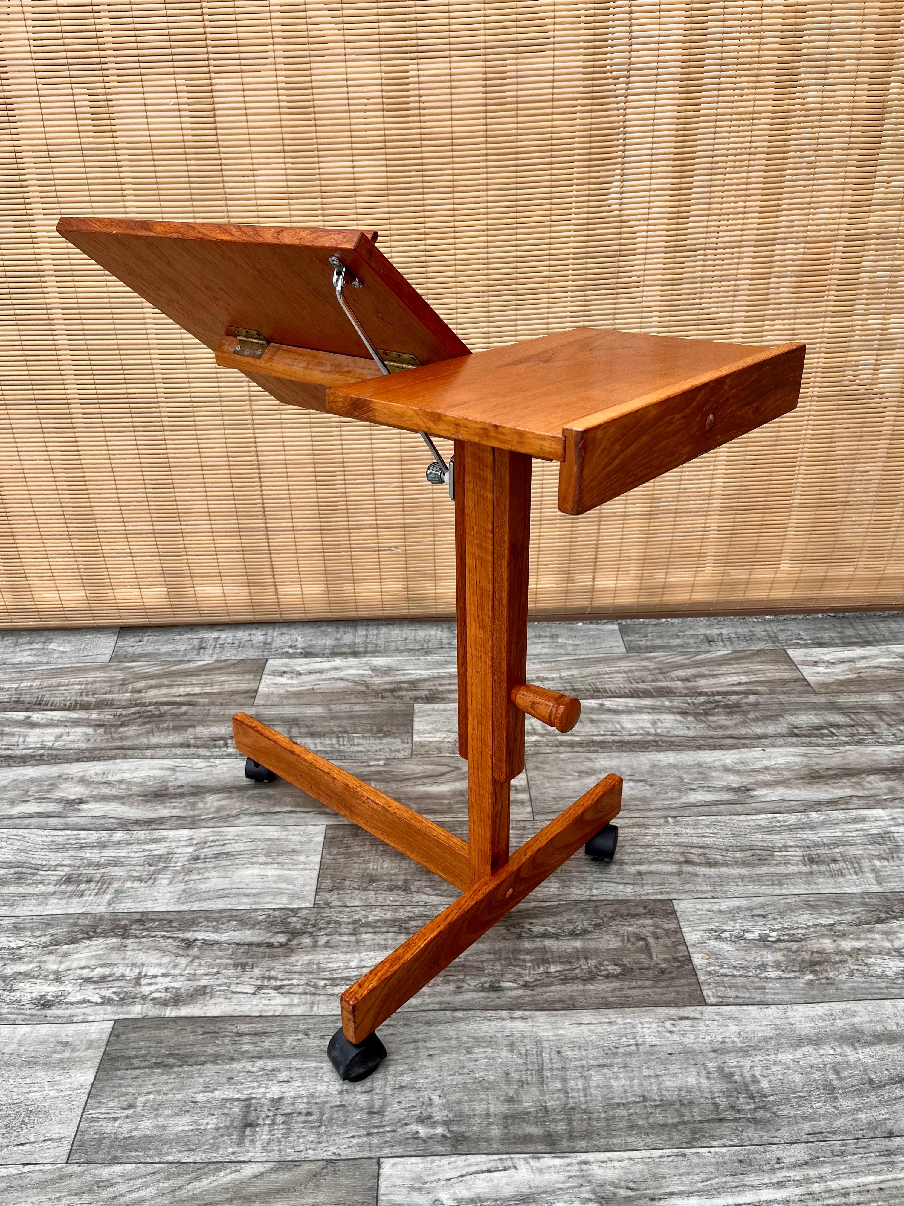 Vintage Mid-Century Modern Danish Adjustable Rolling Tray Table / Cart 2