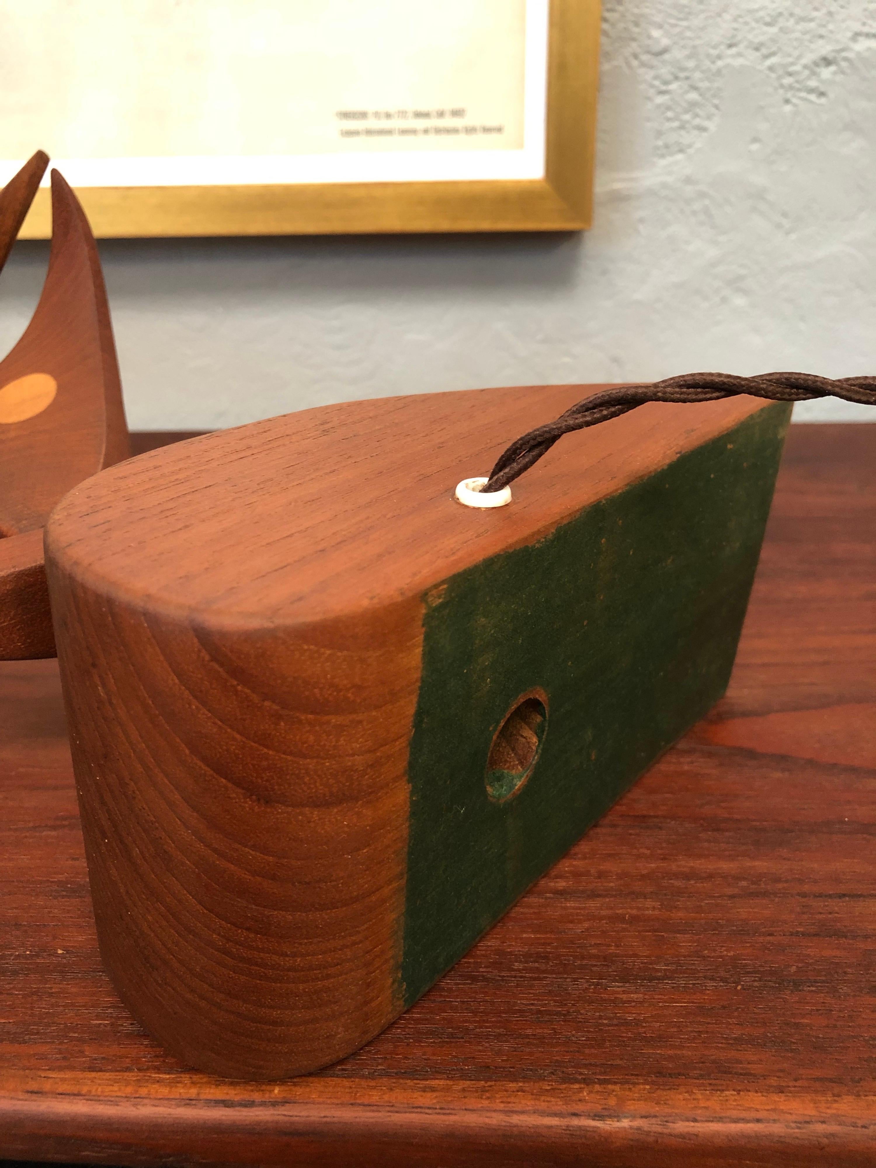 Vintage Mid Century Modern Danish Artisan Prototype Teak Table Lamp For Sale 4