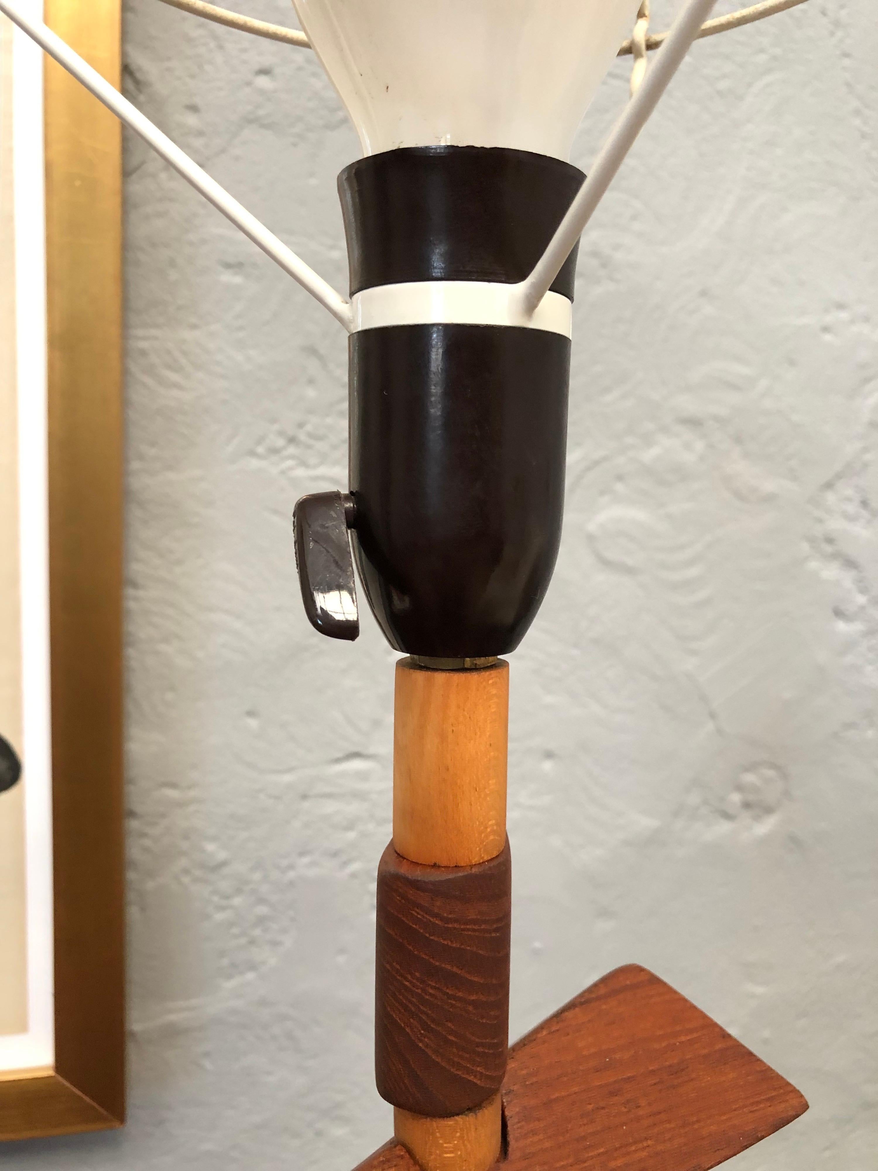 Vintage Mid Century Modern Danish Artisan Prototype Teak Table Lamp For Sale 8
