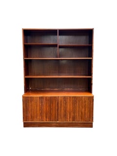 Vintage Mid Century Modern Danish Bookcase Shelf Cabinet by Hundevad with Key