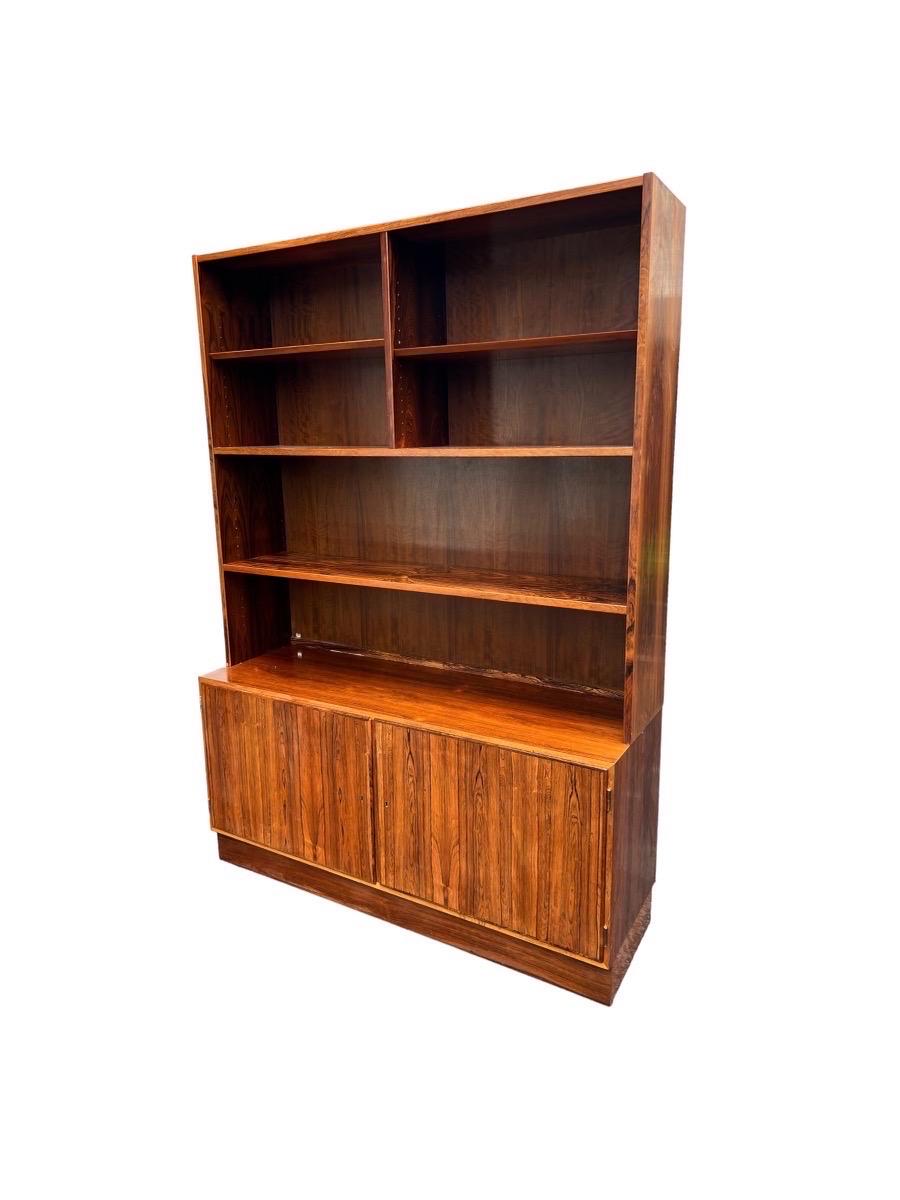 Mid-Century Modern Vintage Mid Century Modern Danish Bookcase Shelf Cabinet by Hundevad with Key For Sale