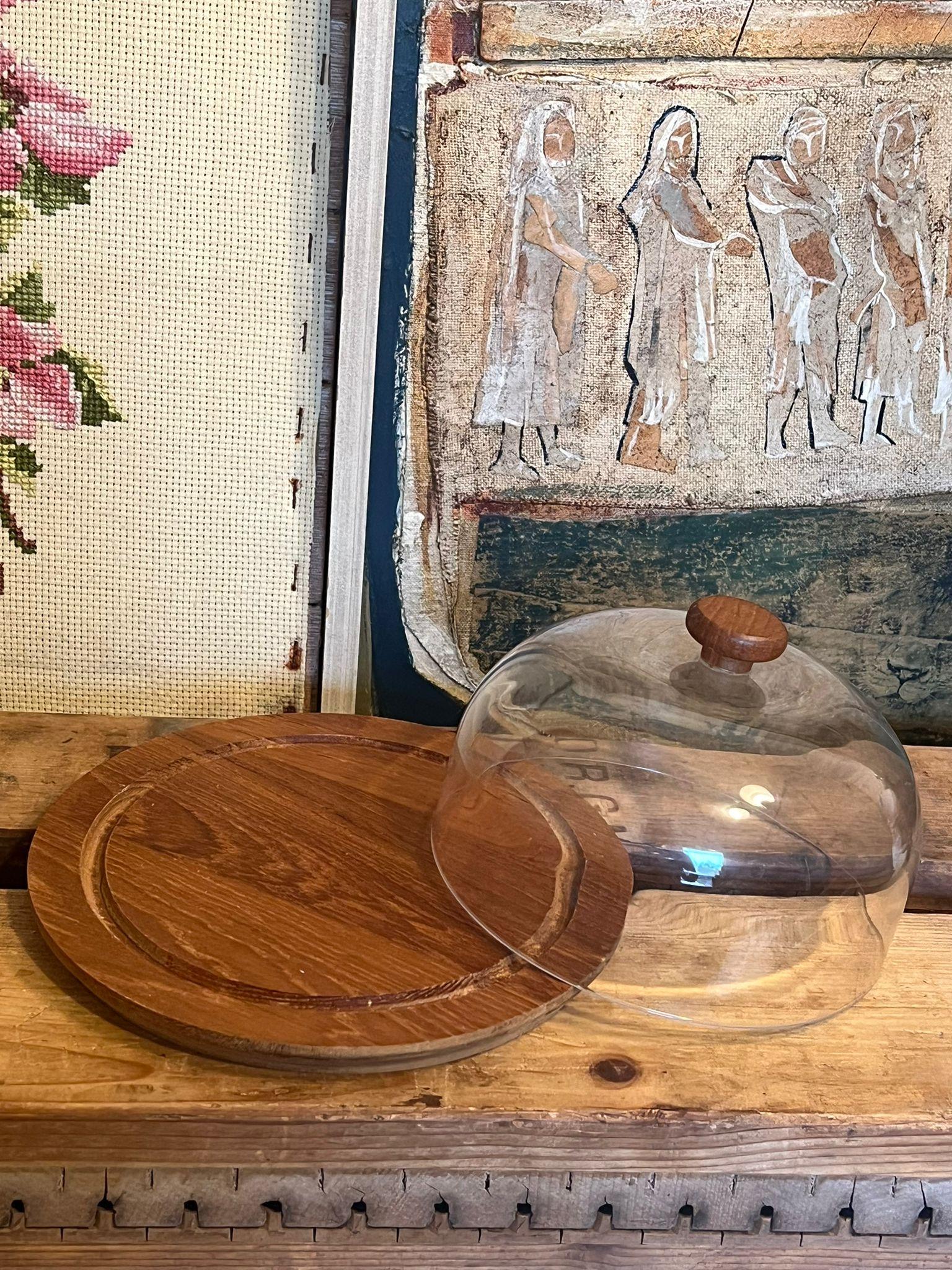 Fin du 20e siècle Planche à charcuterie danoise Vintage Mid Century Modern Dome.